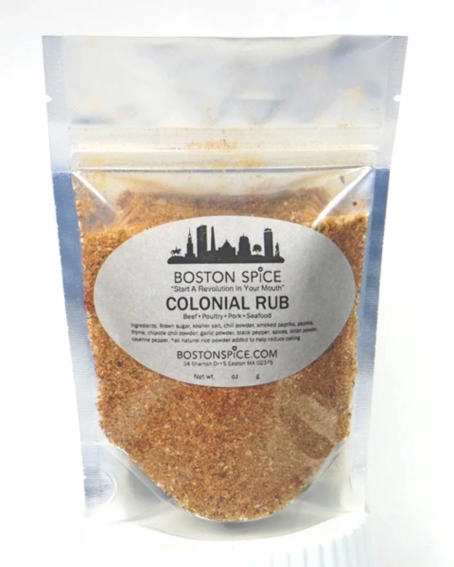 Boston Spice Colonial Rub Handmade Gourmet Barbecue BBQ Grilling Grill Roasting Smoker Dry Seasoning Blend Pork Poultry Ribs Steak Beef Seafood Chicken Fish Vegetables Popcorn Approx 1/4 Cup 1.3oz/39g