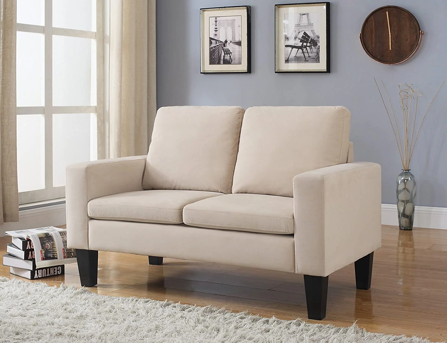 Sarah Microfiber Loveseat, Beige