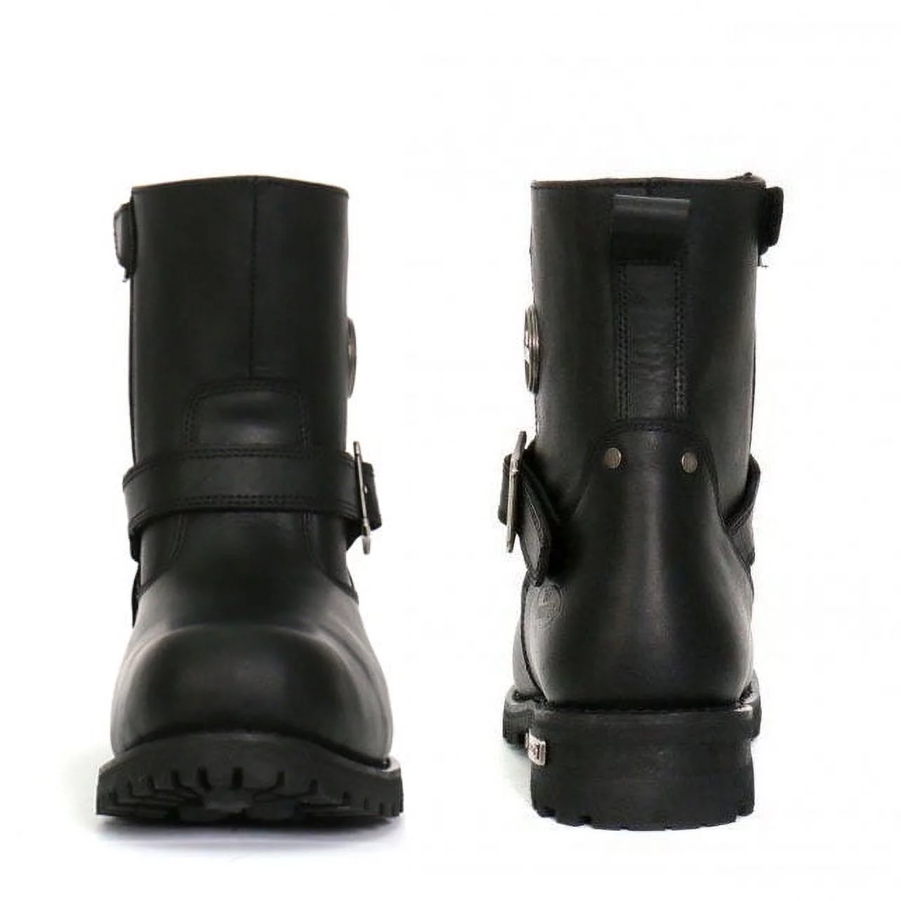 Hot Leathers BTM1008 Men's Black 8-inch Round Toe Engineer Leather Boot with Lug Sole 14