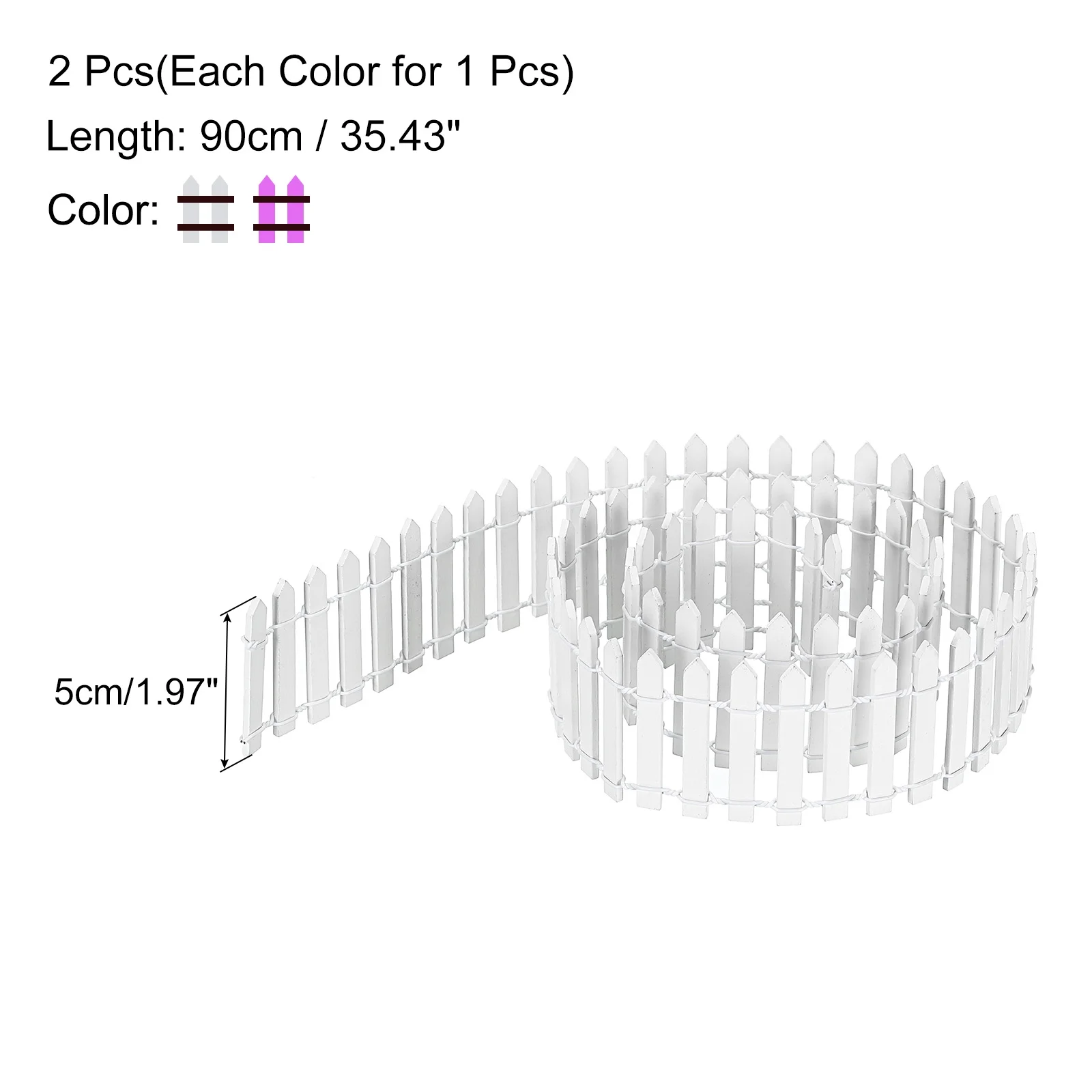 Uxcell 2pcs 35 Inch Miniature Garden Fence, Mini Ornament Wood Picket for Dollhouse Home Rose Red/White