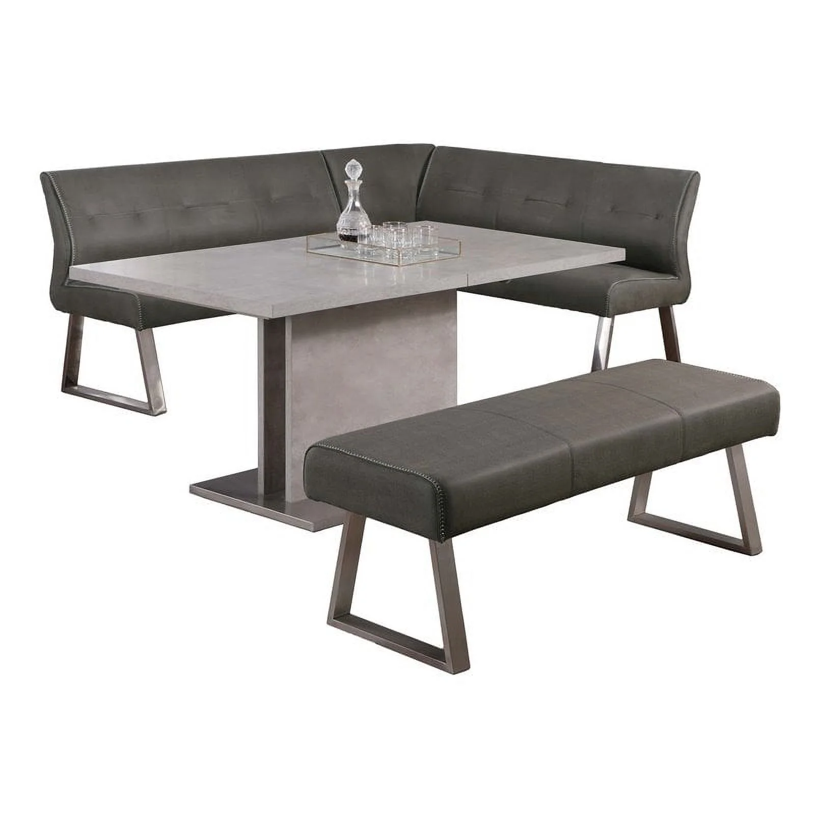 Milan Kaitlynn Contemporary Steel and Melamine Extendable Dining Table in Gray