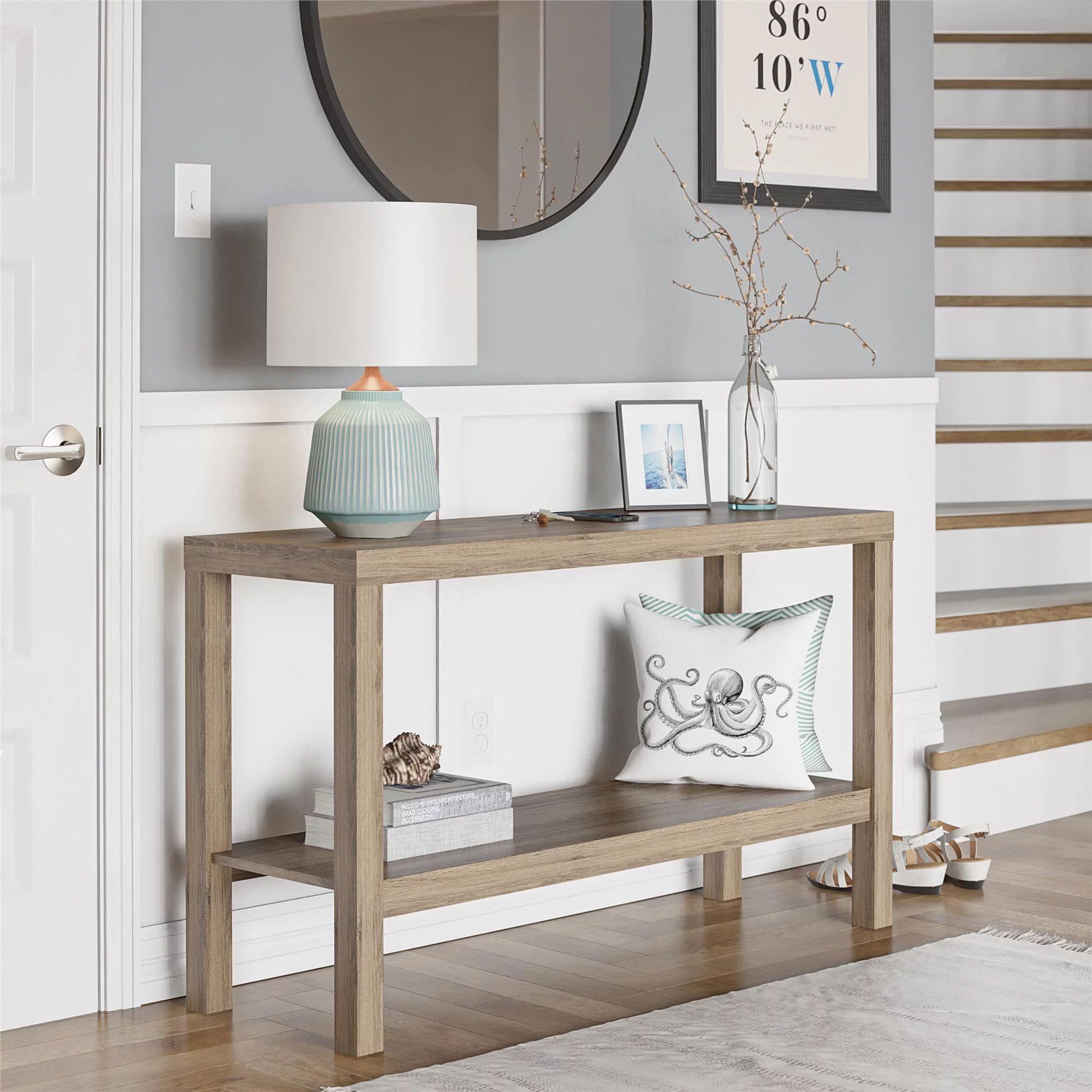 Mainstays Parsons Console Table, Rustic Oak