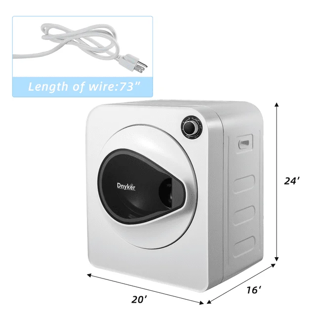 YOLENY 1.6 Cu.Ft. Electric Compact Laundry Dryer, 9 lbs. Load Stainless Steel Portable Dryer With Exhaust Pipe, Clothes Dryer for Apartments, White