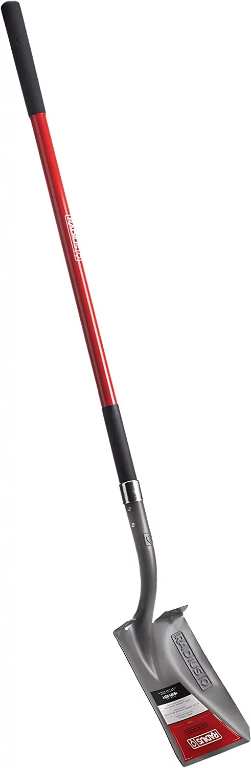 Radius Premium Long Handle Square-Point Shovel, Steel Shaft