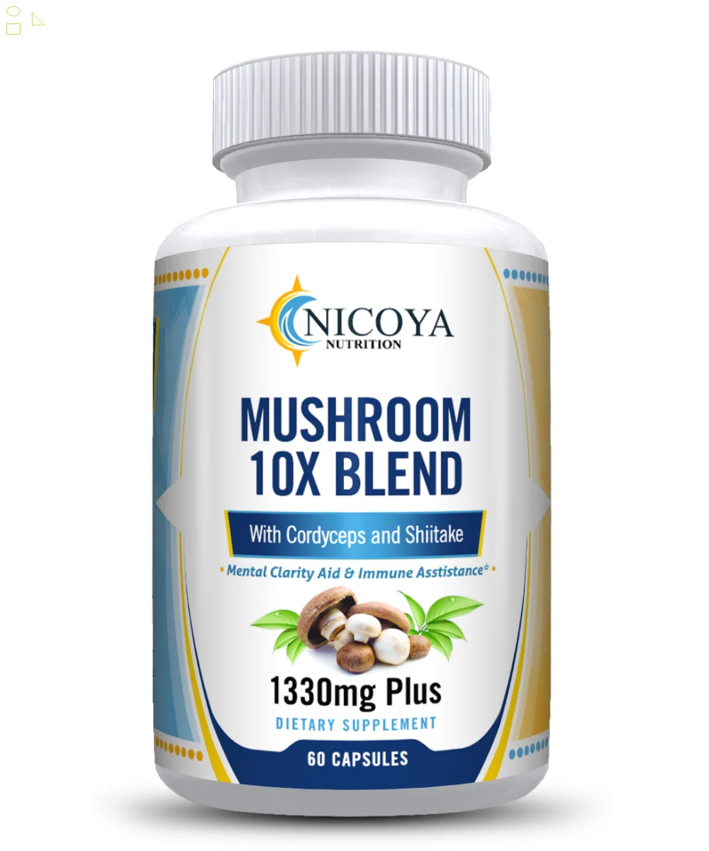 Mushroom 10X Blend Supplement Immune Support W/ Lions & Mane Reishi Pills 2 Pk