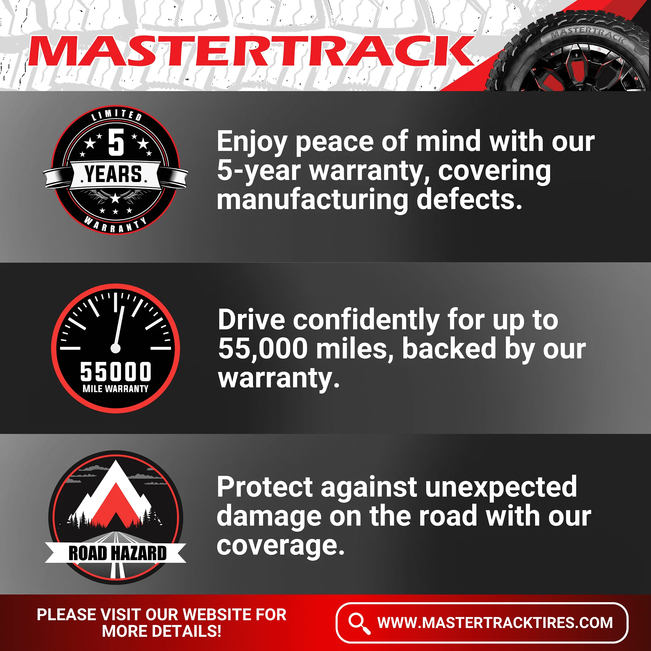 Mastertrack M-TRAC HT LT245/75R16 10PR E 120S Light Truck SUV Highway Terrain Tire 245/75/16(Tire Only)
