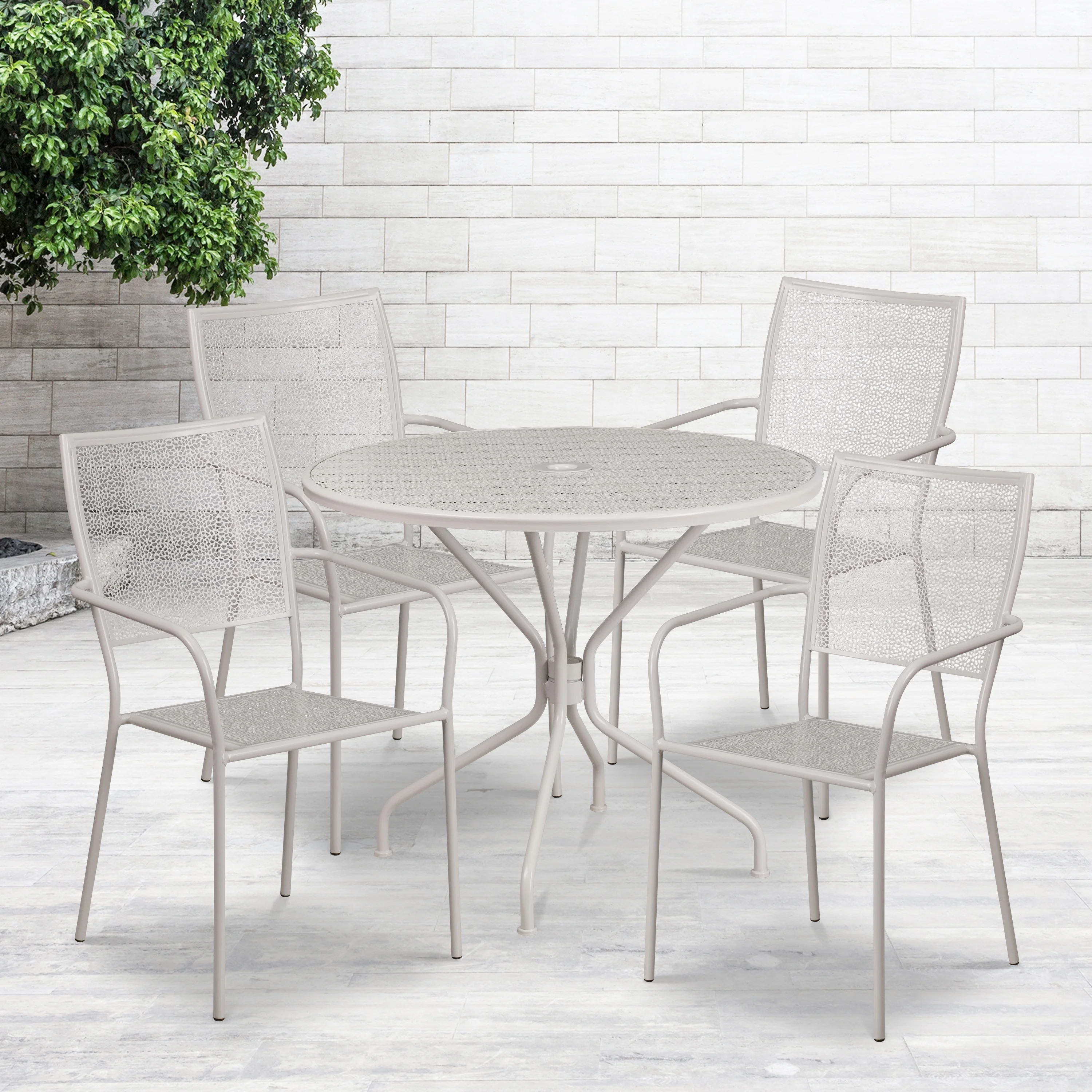 Flash Furniture Steel 5-piece 35.25-inch Round Indoor-Outdoor Dining Set Light Gray