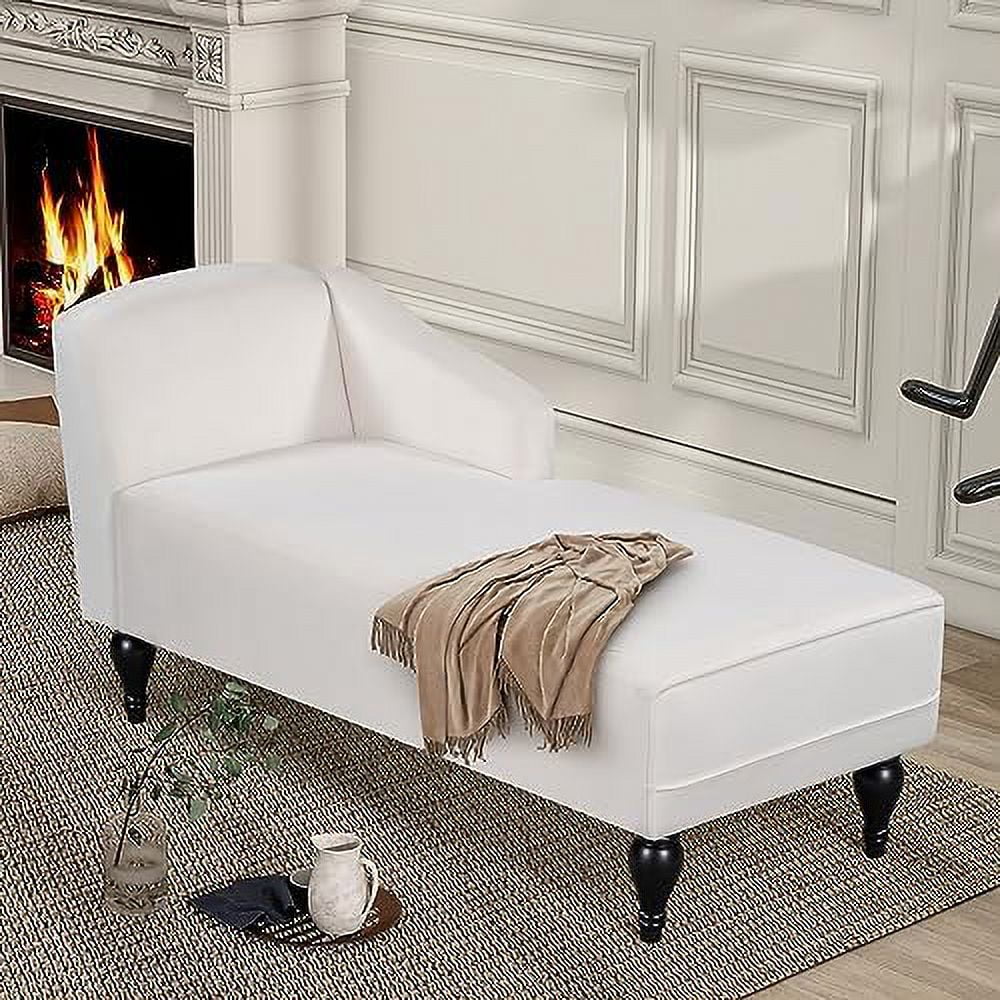 HYHBIBOOM Mid Century Vintage Velvet Chaise Lounge Modern Indoor Chaise Lounge Couch Right Arm Facing Upholstery Lounge Chair with Solid Wood Leg for Living Room Apartment Office