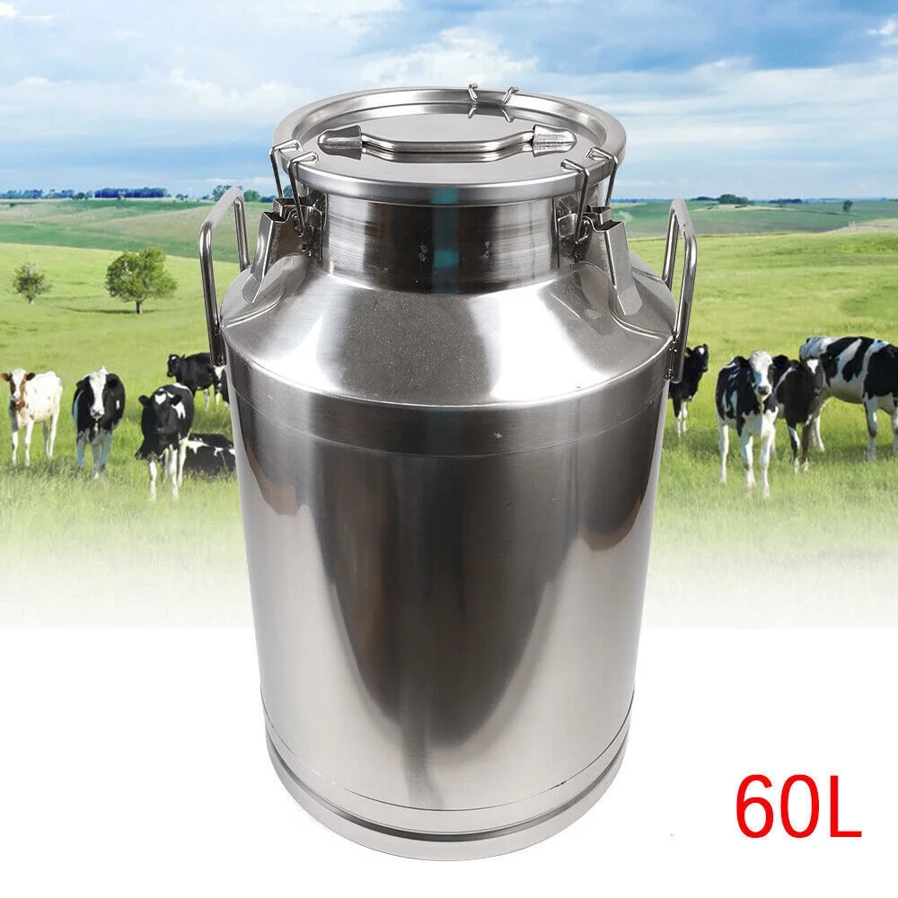 Miumaeov 60Liter Stainless Steel Barrel Milk Can Wine Beer Storage Oil Tank Silicone Seal