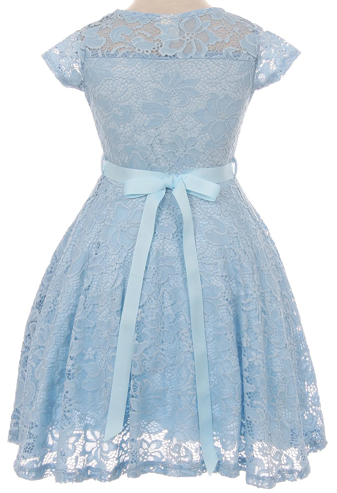 Lovely Floral Lace Rhinestones Skater Party Easter Flower Girl Dress for Big Girl Ice Blue 14 JK19.88S BNY Corner