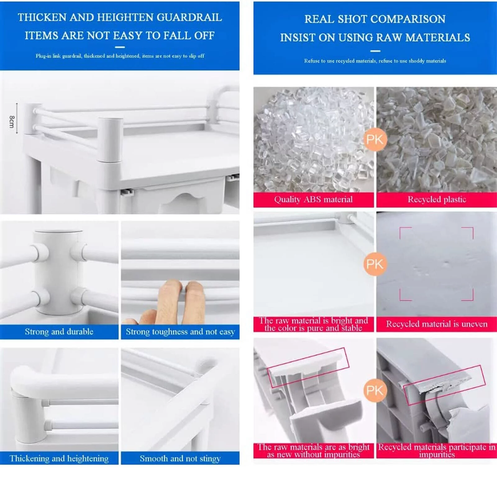 CNCEST 3 Tiers Medical Trolley Mobile Utility Rolling Serving Cart w/ Lockable Wheels
