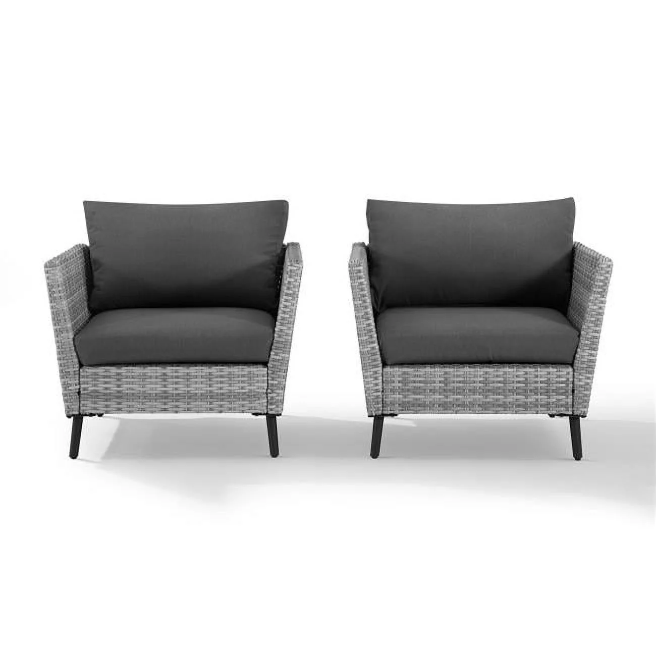 Crosley Richland Wicker Patio Arm Chair in Gray (Set of 2)