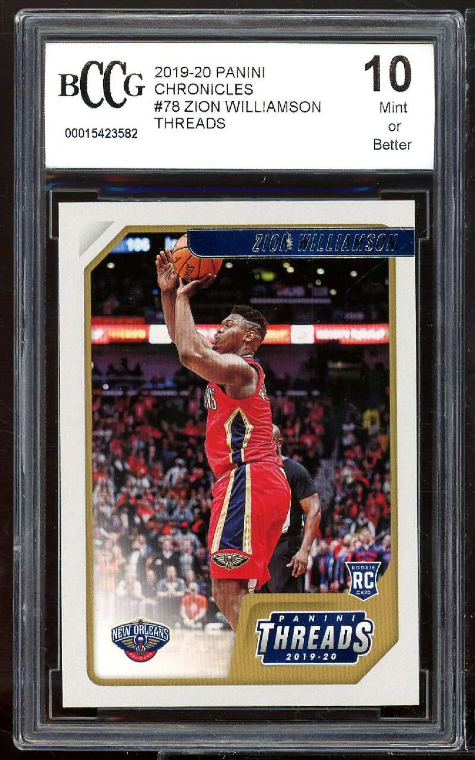 2019-20 Panini Chronicles Threads #78 Zion Williamson Rookie Card BCCG 10 Mint+