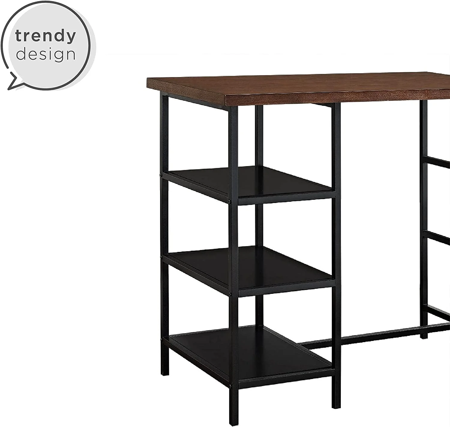 TJUNBOLIFE Cosmo 3-Piece Metal Pub Set With Wood Top  Dark Mahogany