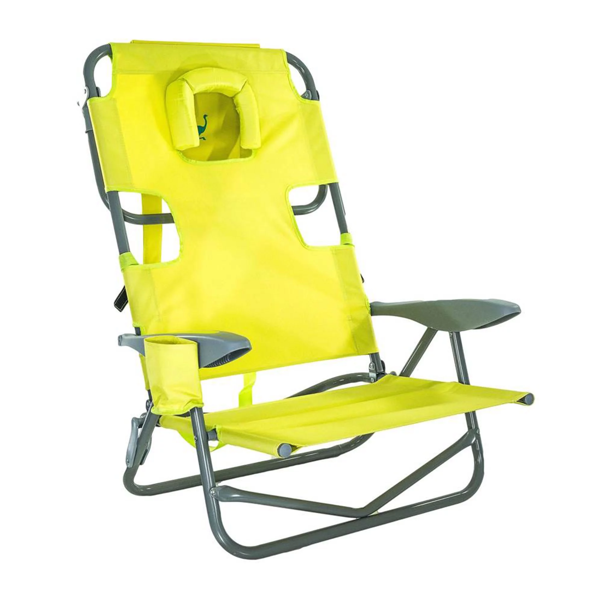 Ostrich On Your Back Reclining Chair & Chaise Folding Beach Lounger, Green