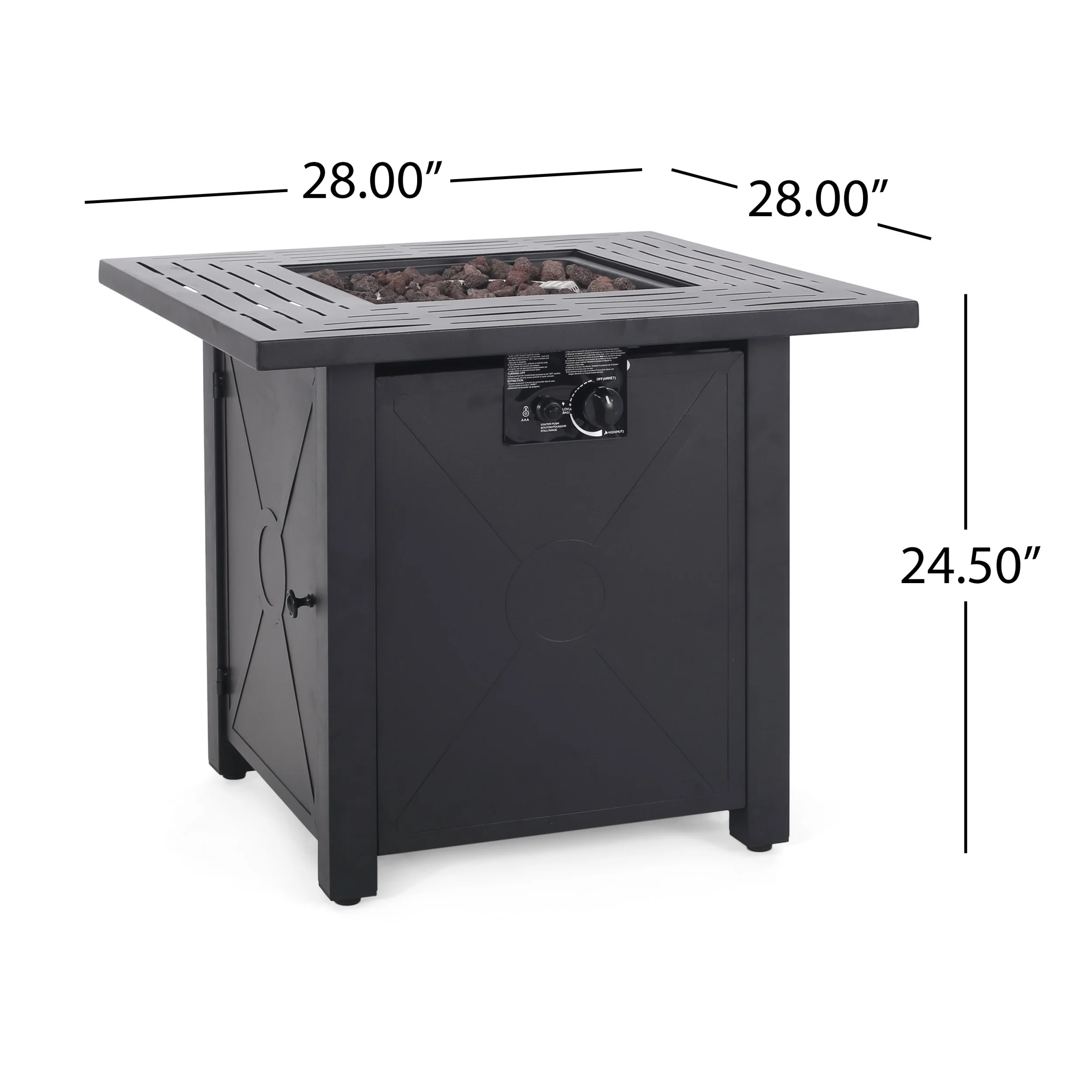 Haraldson Metal Outdoor 40,000 BTU Square Fire Pit, Black