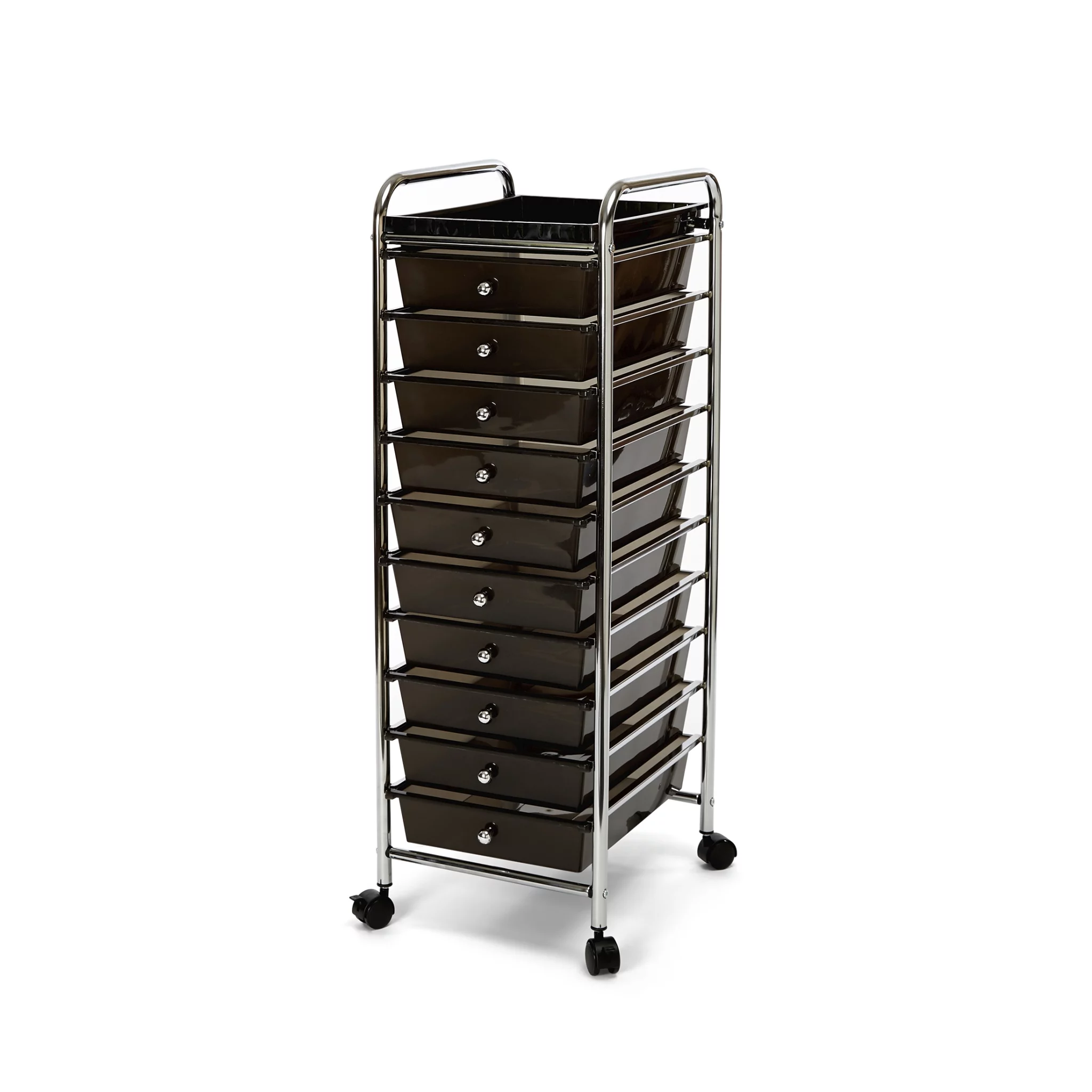10-Drawer Organizer Cart with Tray, Black by Seville Classics