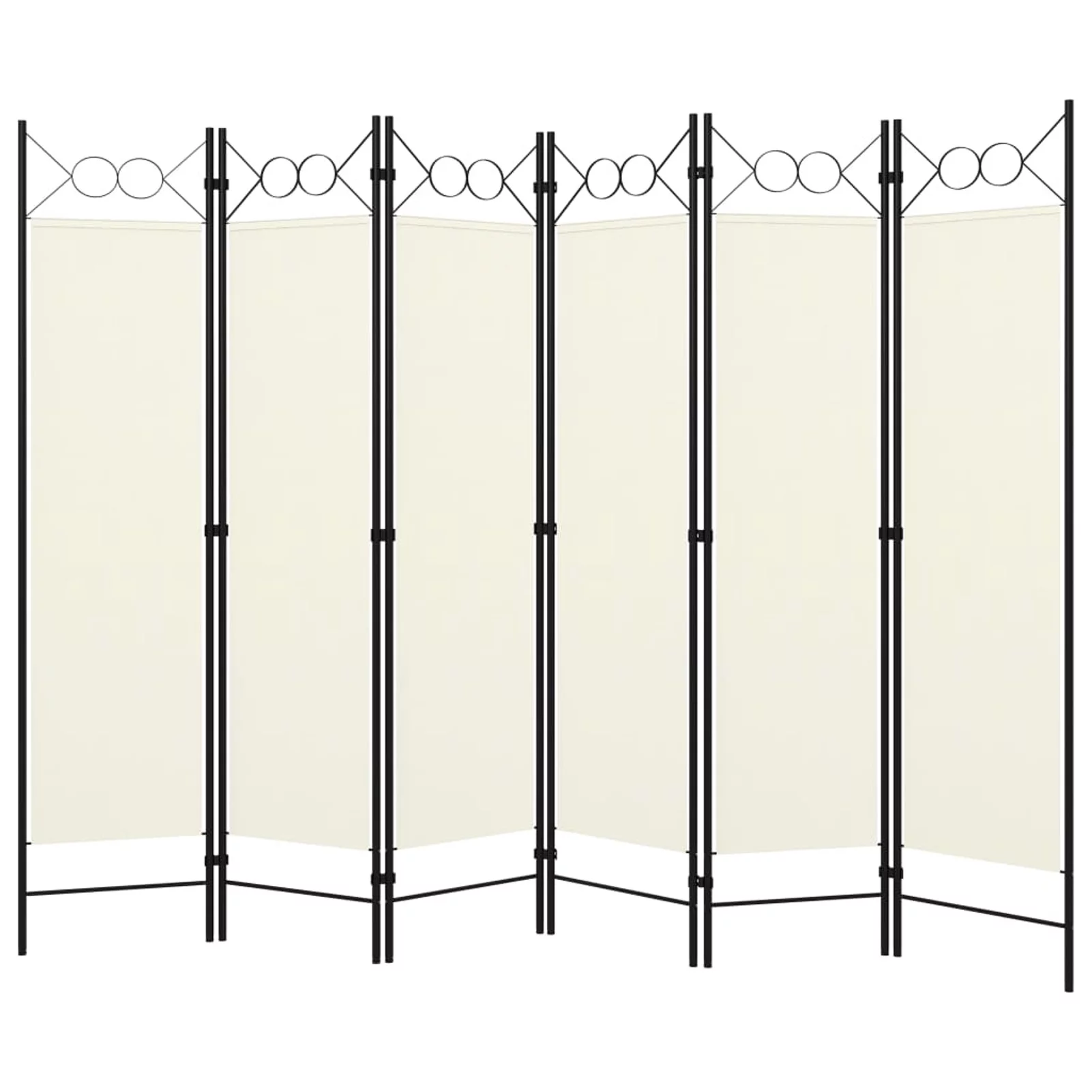 Anself 6 Panel Folding Room Divider Fabric Freestanding Room Partition Panel Screen Iron Frame Cream White for Bedroom, Bathroom, Living Room Home Furniture 94.5 x 70.9 Inches (W x H)