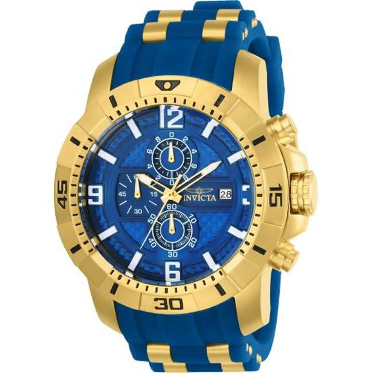 Mens Pro Diver Quartz Multifunction Blue Dial Watch with Blue & Gold Tone