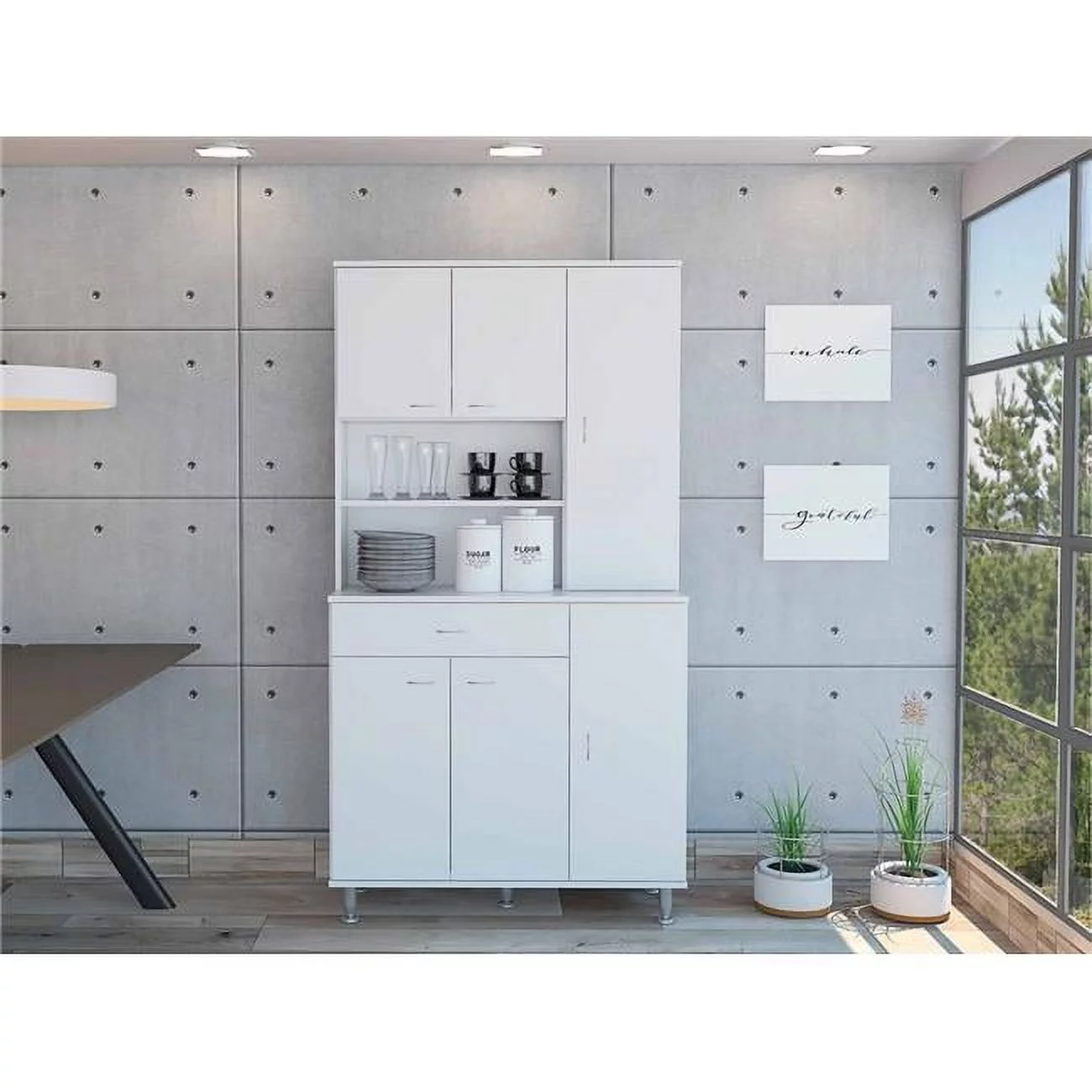 90 in. Helis Cabinet Kitchen Pantry, White