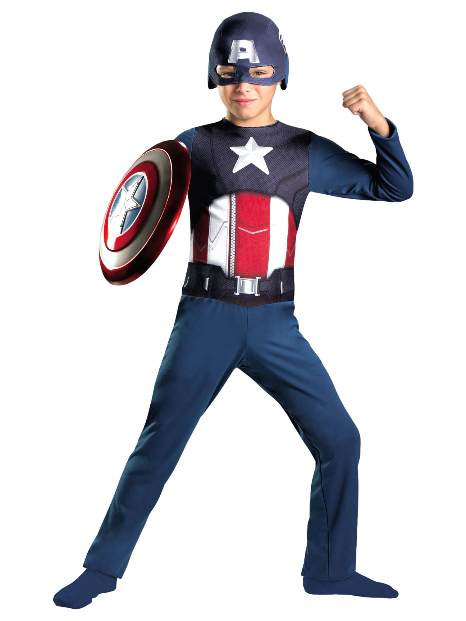 Disguise Avengers Captain America Boys Jumpsuit & Mask Halloween Costume M (7-8)