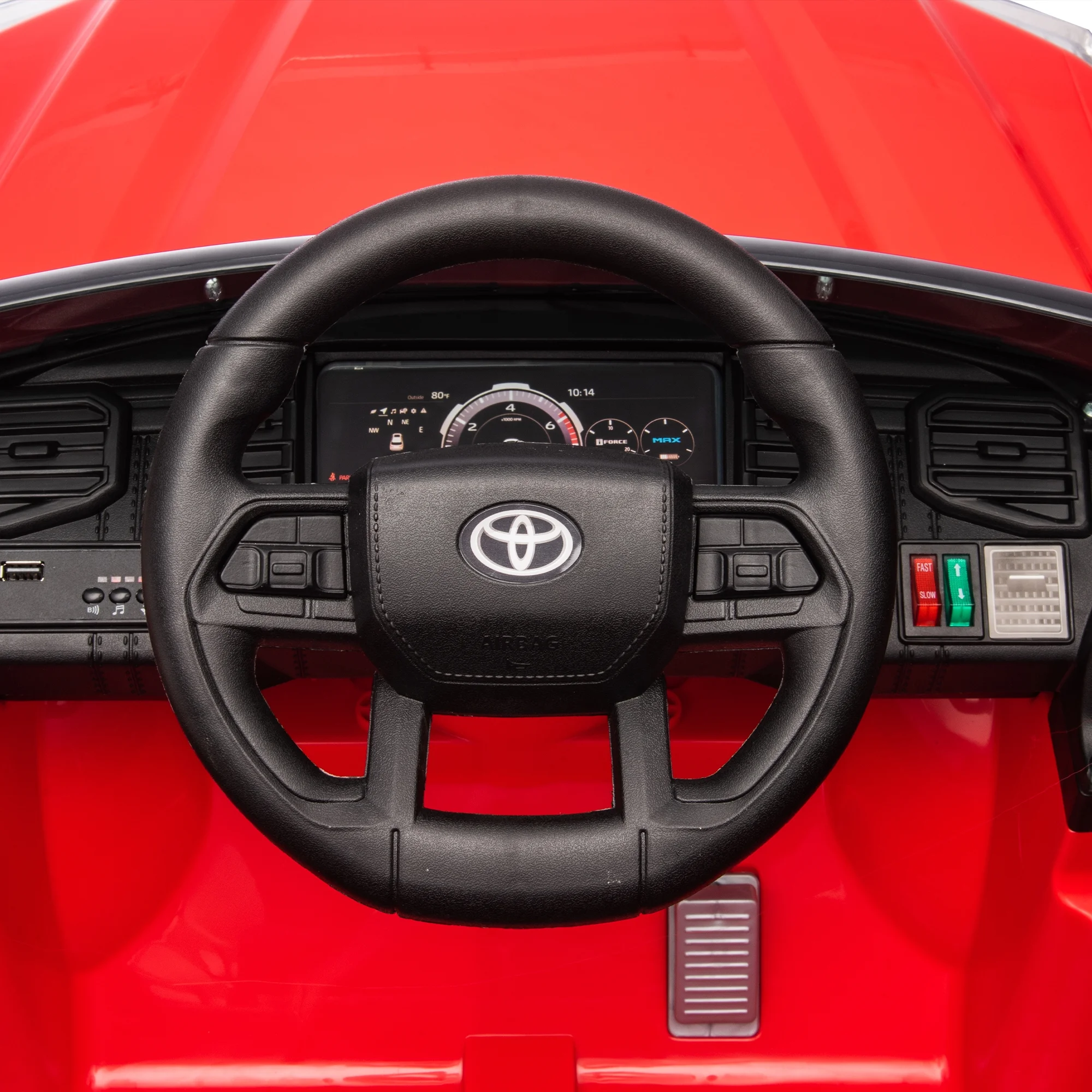 12 V Kids Ride on Car Officially Licensed Toyota Tundra Pickup, Battery Powered Toy Electric Car w/Remote Control, MP3, Bluetooth, LED Light, Ride On Toy w/3 Speeds and Suspension System, Red