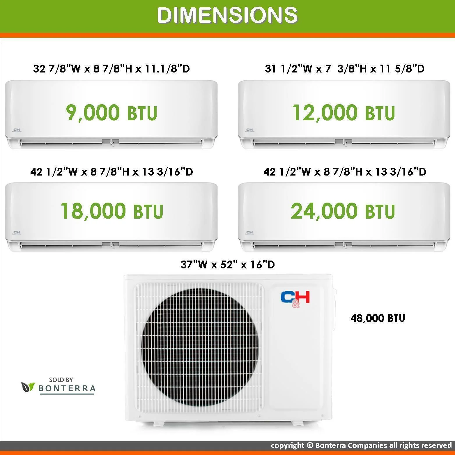 Cooper & Hunter Mini Split AC Heat Pump Multi 4 Zone 9000 12000 18000 24000 BTU