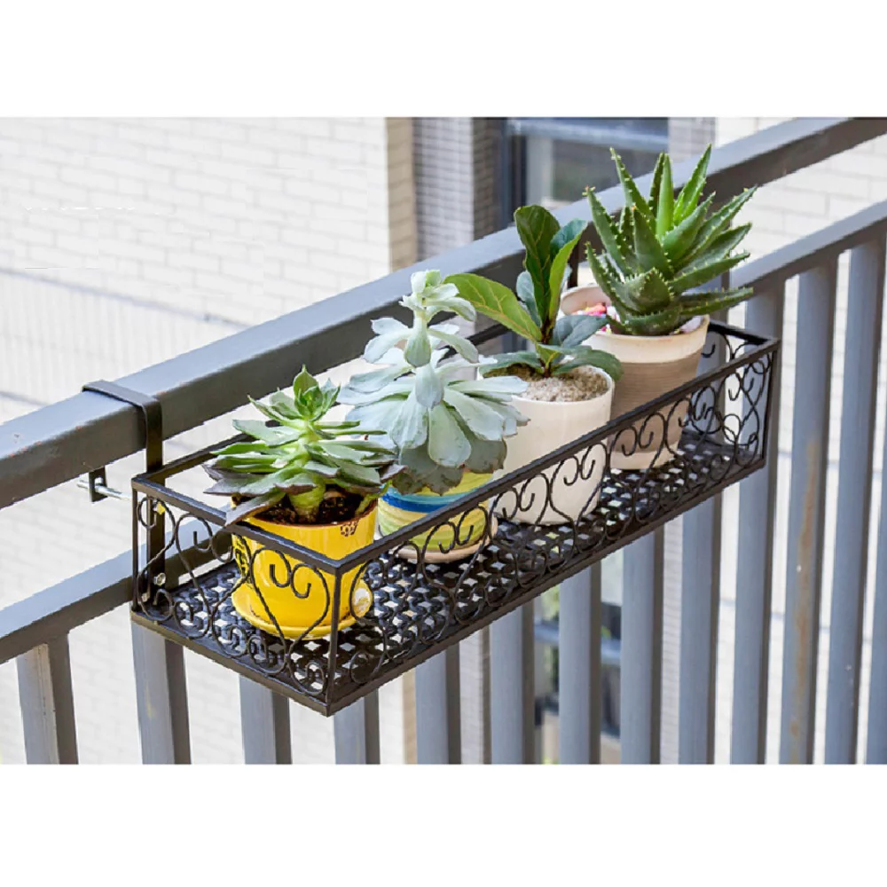 Flower Pot Stand Rack Deck Rail Flowerpot Railing Shelf Balcony Rail Planter Shelf Fence Railing Flower Pots Holder