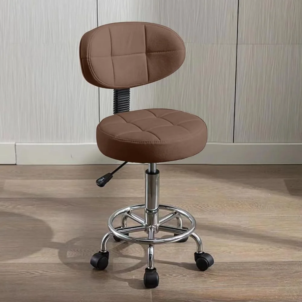 JYHOME Modern Office Desk Chair Rolling Stool Computer Chair with Low Back Height Adjustable Work Home Salon Drafting Swivel Task Chair with Footrest