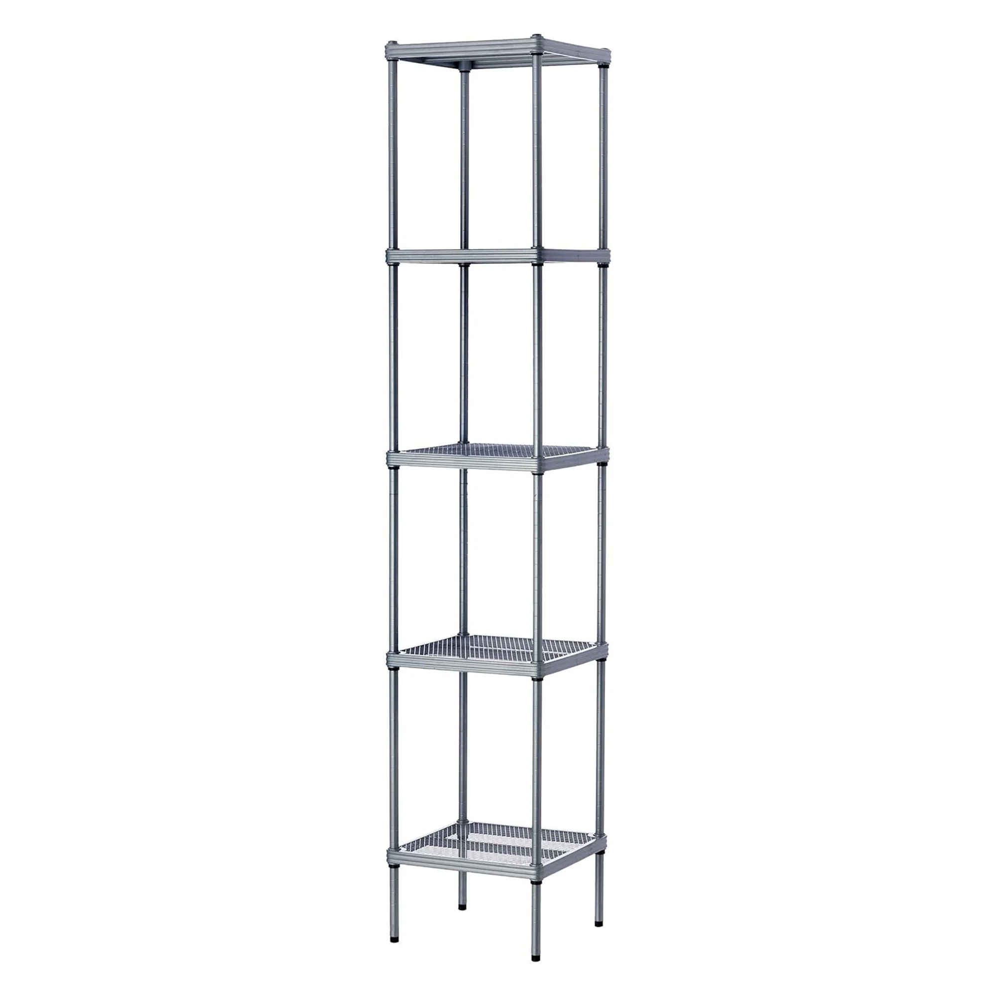 Design Ideas MeshWorks 5 Tier Metal Storage Shelving Unit Tower, Silver