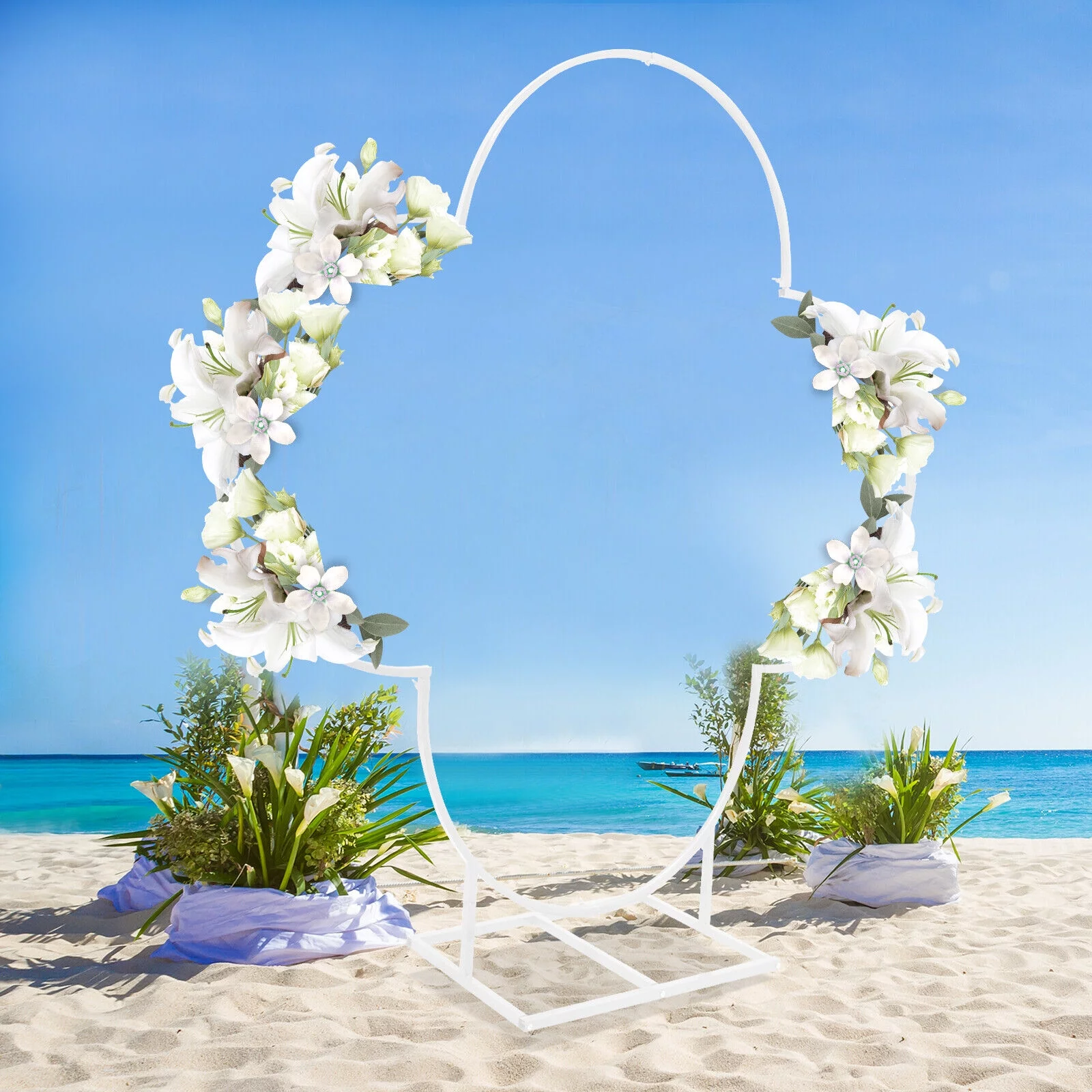 6.65ft Wedding Arch Backdrop Stand Clover Frame Party Garden Flower Rack Decor White