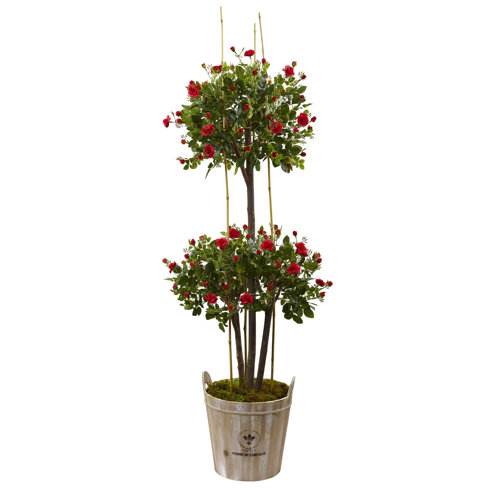 5.5’ Rose Topiary Artificial Tree with Farmhouse Planter