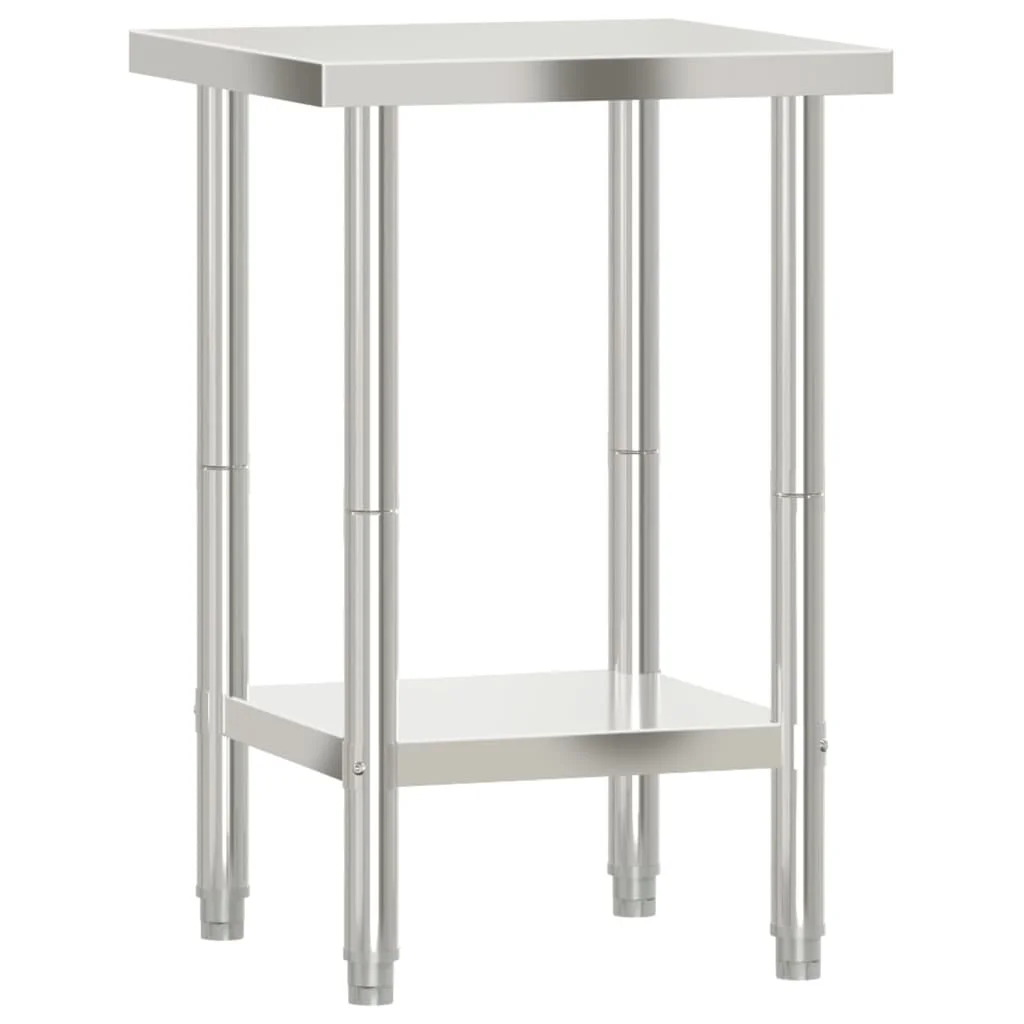 Stainless Steel Kitchen Work Table, 21.7x21.7x33.5, Easy Assembly, Durable Construction, Adjustable Height - Ideal for Home Chefs and Commercial Kitchens