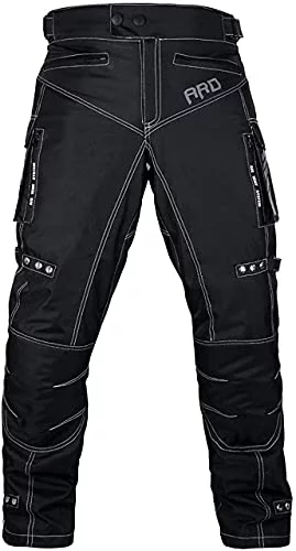 ARD Motorcycle Pants Men Biker Dual Sport Motorbike Waterproof, Windproof Riding Pants All-Weather, Removable CE Armored (38W×32L) Black