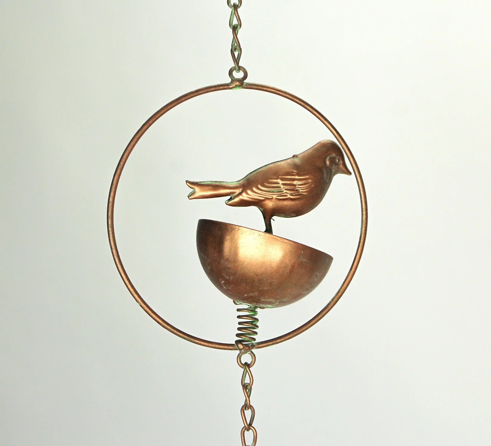 Mayrich 65 inch Copper Bird Bowl Metal Rain Chain Patio Accent Garden Decor