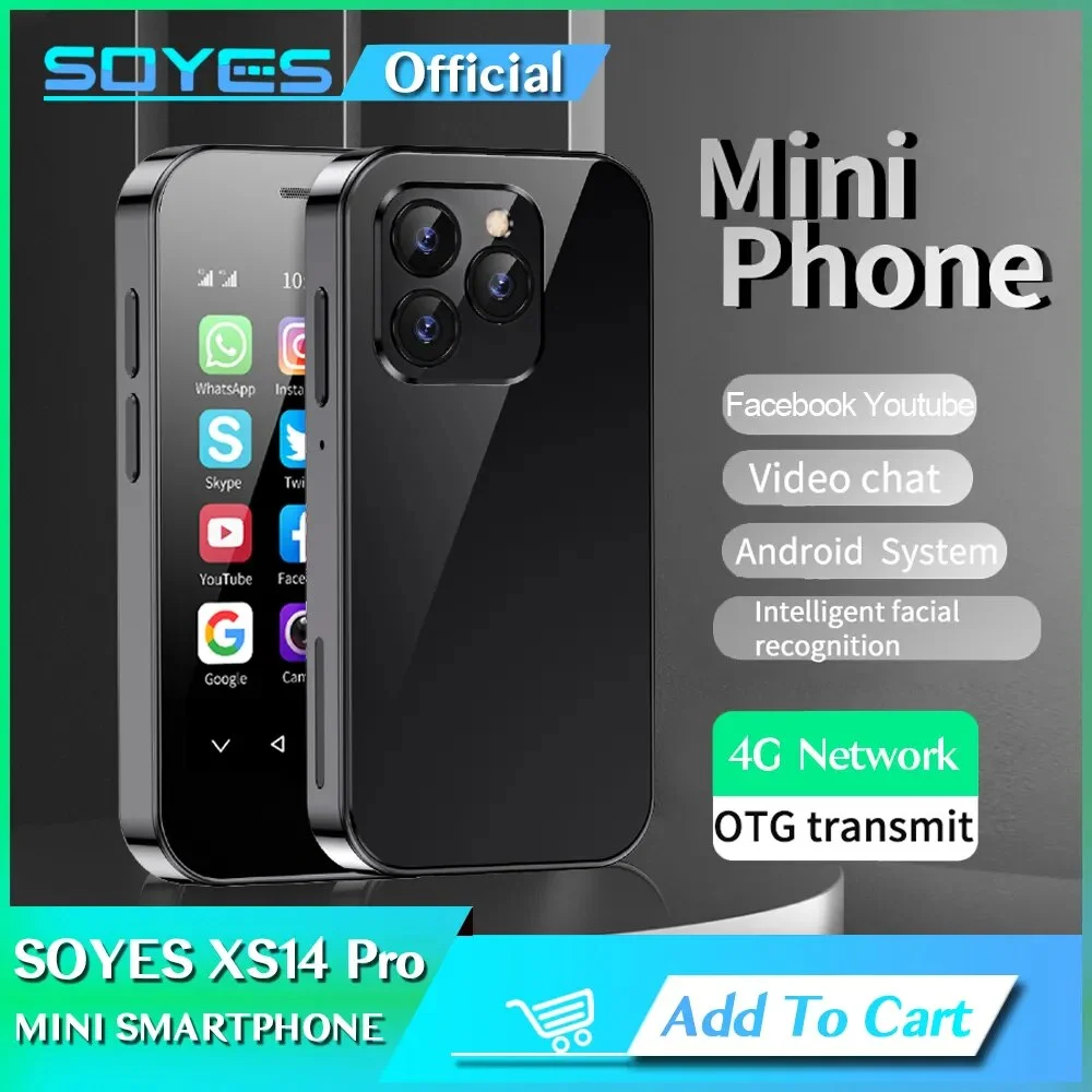 SOYES XS14 Pro 3.0 Inch 4G Mini Smartphone Android 9 Dual SIM Face ID Dual Camera WIFI Bluetooth FM Hotspot GPS OTG Mobile Phone
