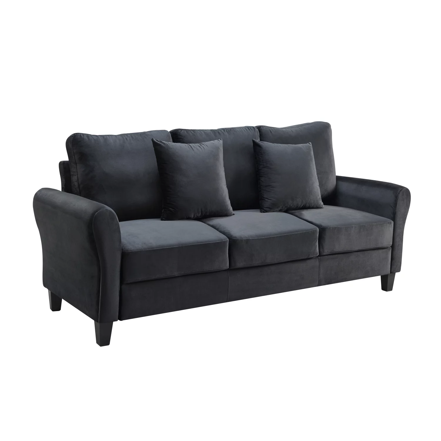 DeeHome [video] Modern Velvet Couch with 2 Pillow, 78 Inch Width Living Room Furniture, 3 Seater Sofa with Plastic Legs