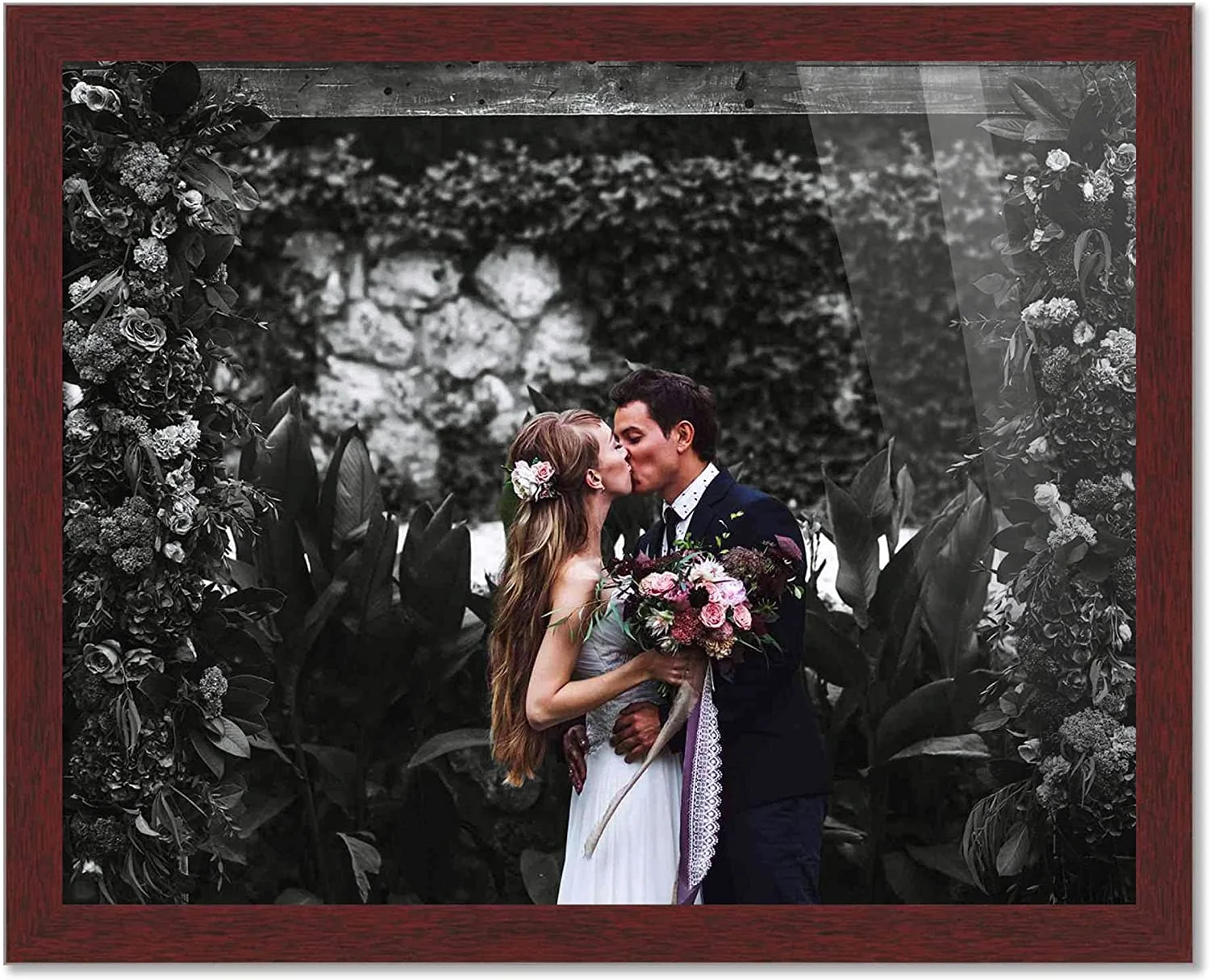 6X18 Frame Brown Mahogany Picture Frame Includes UV Plexiglass, Acid  Foam Backing Board And Hanging Hardware