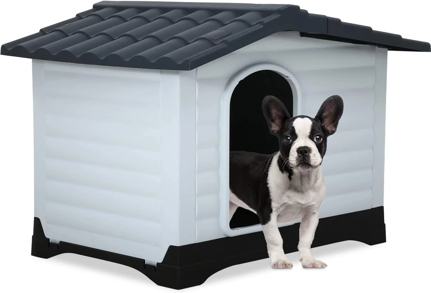 Indoor Outdoor Dog House Big Dog House Plastic Dog Houses for Small Medium Large Dogs 26 Inch High All Weather Dog House with Base Support House with Air Vents Elevated Floor Water Resistant