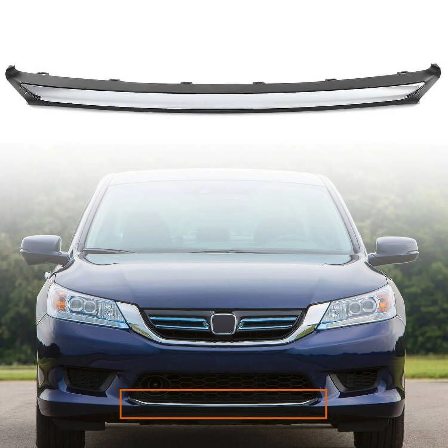 Kojem Front Chrome Lower Grille Trim for 2013 2014 2015 Honda Accord 4-Door Sedan models Bumper Cover  Molding Replaces HO1095119 71150T2FA00