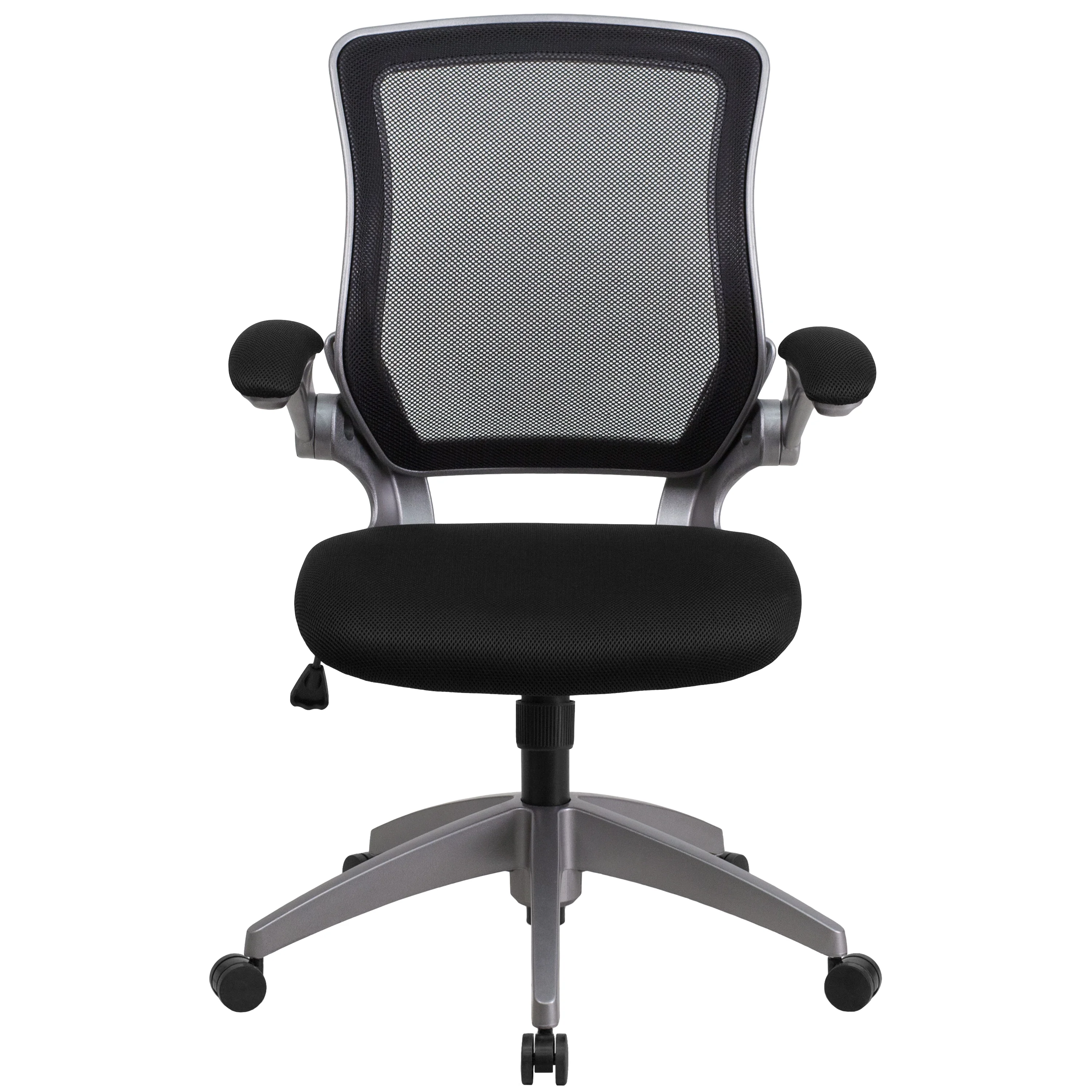 Flash Furniture Mid-Back Black Mesh Swivel Ergonomic Task Office Chair with Gray Frame and Flip-Up Arms