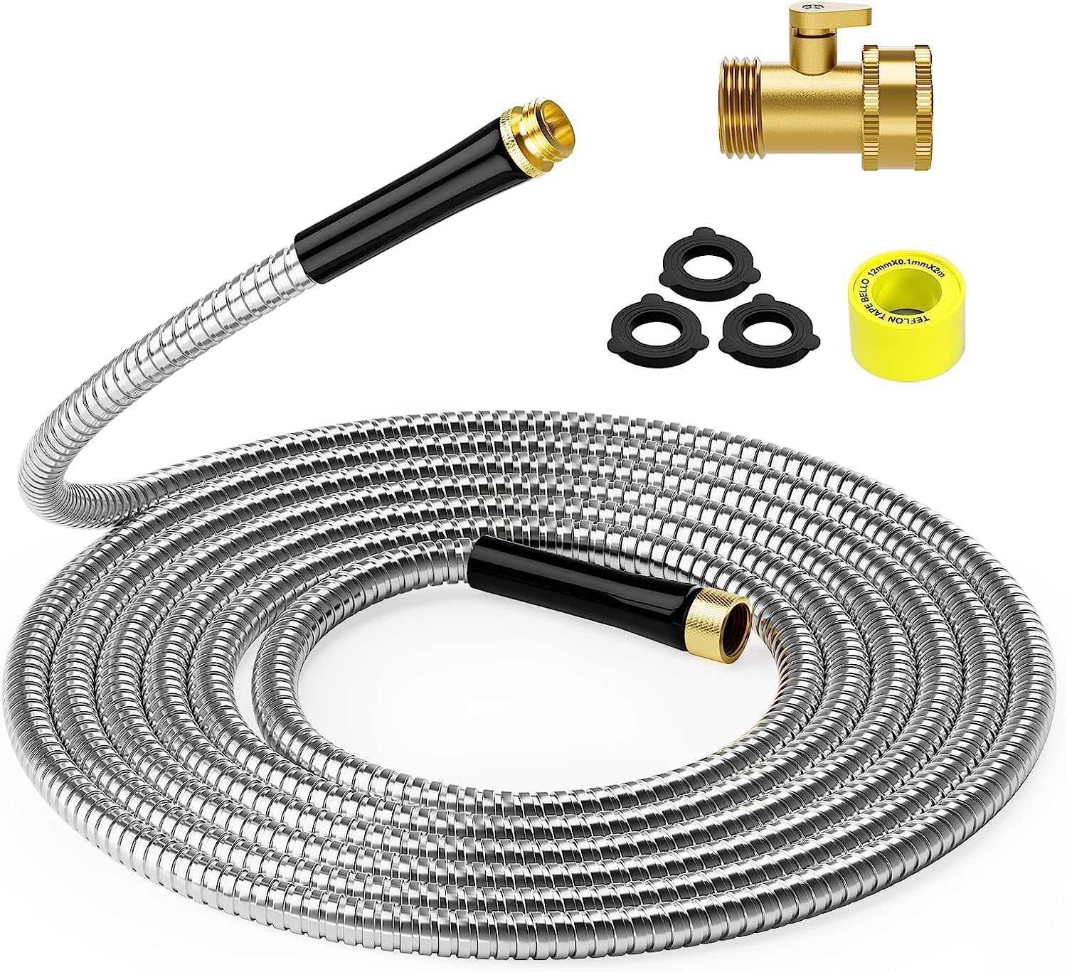 SPECILITE 100 FT Garden Hose, 304 Stainless Steel Metal Heavy Duty Flexible Water Hose, Collapsible, Kink Free, Durable, Lightweight Hose