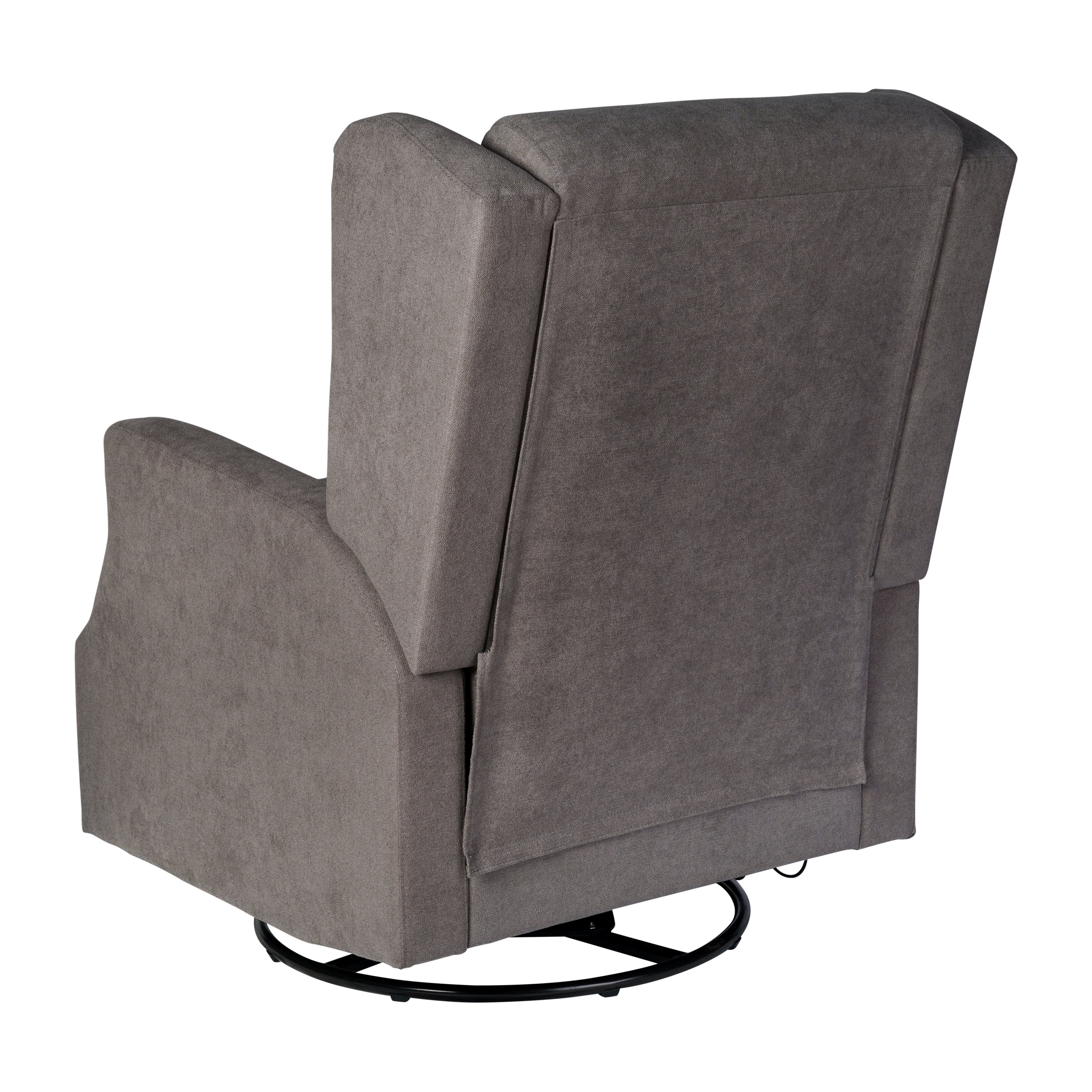Merrick Lane 3-in-1 Wingback Manual Recliner Rocker Swivel Glider Chair in Dark Gray
