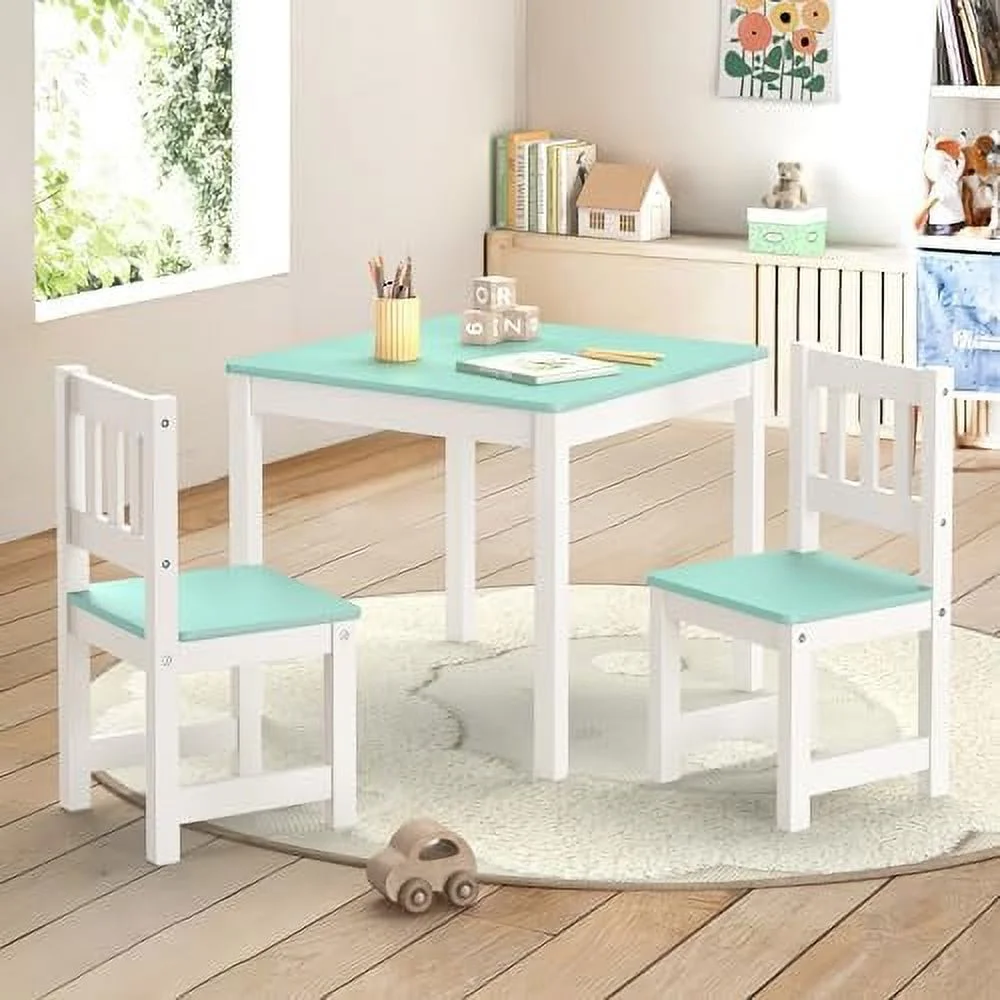 TJCGDTY Toddler  and Chair Set    and Chairs    with Rubber Wood Legs for Children  Toddler  and 2 Chairs for Kid's Room  Bedroom  Playroom (Gray)