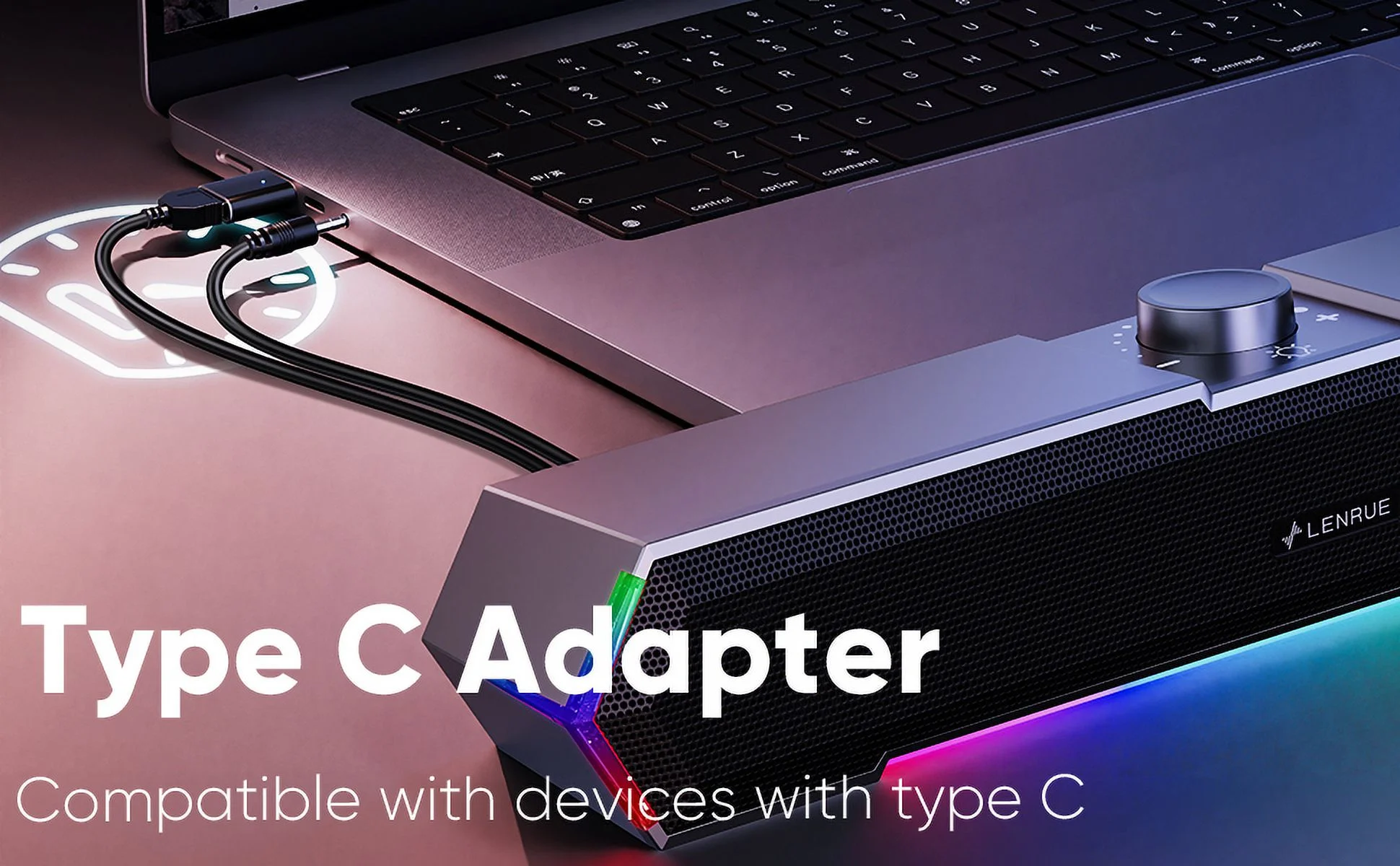 LENRUE G11 Computer Speakers for Desktop, Touch Lights PC Speakers with Surge Clear Sound, USB C/USB Powered for Computer Desktop PC Laptop Monitor