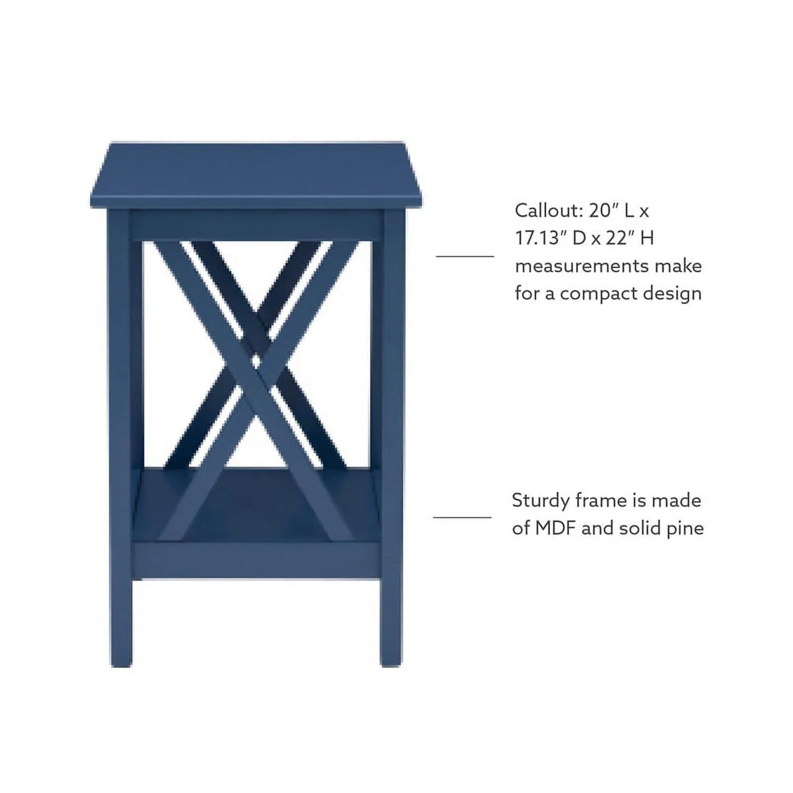 Linon Dalton Wood End Table in Navy Blue