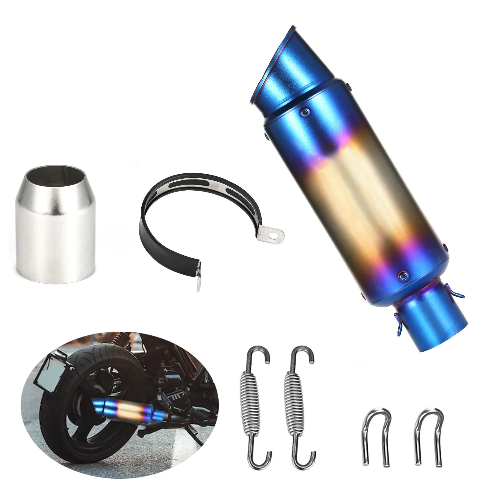 Motorcycle exhaust pipe,Pipe Tail Refit 38-51mm Universal Pipe Tail Refit Muffler Qisuo 38-51mm Pipe Papapi Dsfen