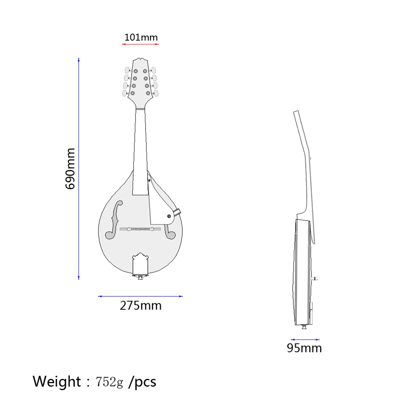 Mandolin for Beginners, A Style 8 String Basswood Body, Adjustable String Instrument