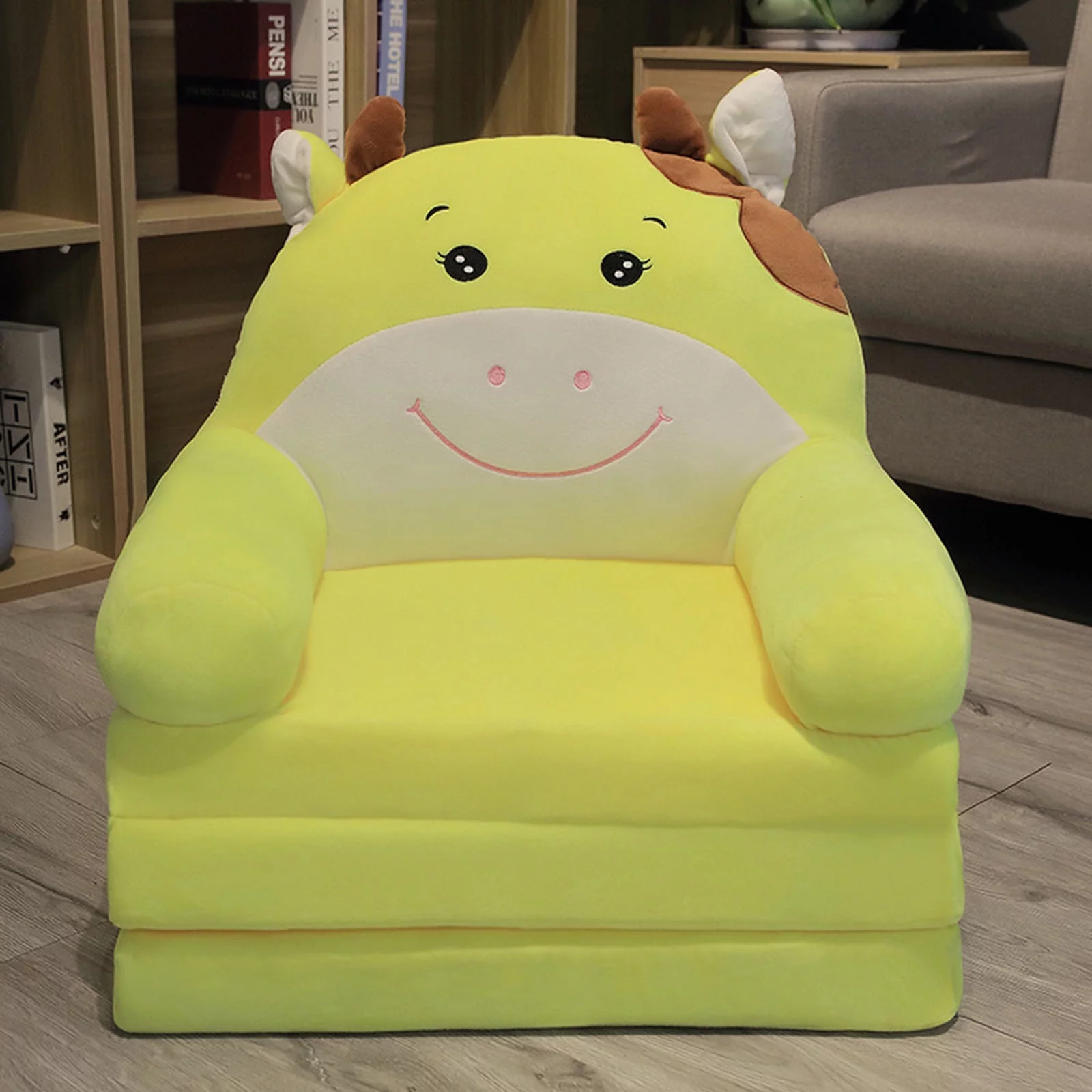 Plush Foldable Kids Sofa Backrest Armchair 2 In 1 Foldable Children Sofa Cute Cartoon Lazy Sofa Children Flip Open Sofa Bed For Living Room Bedroom Liner Filler