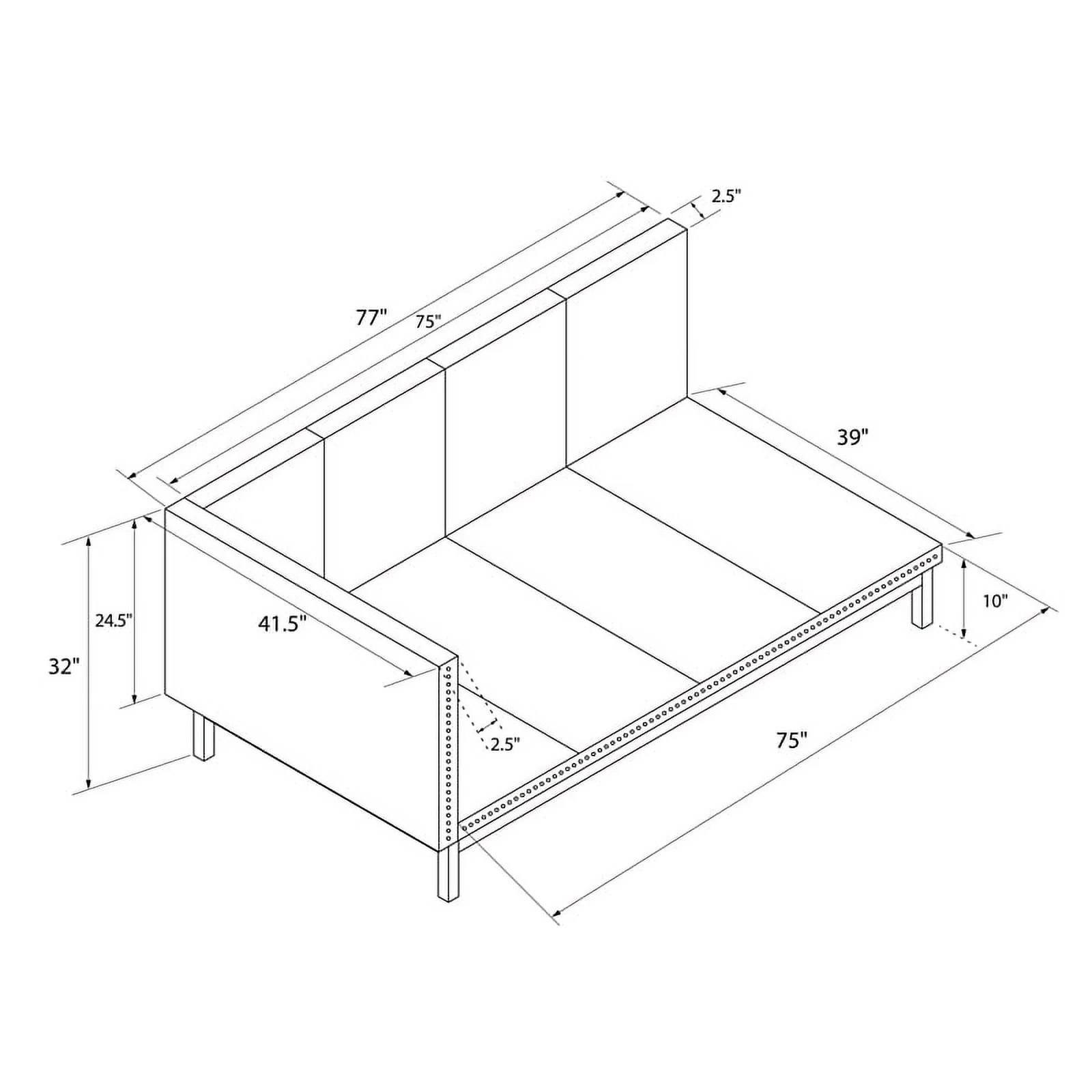 DHP Dale Upholstered Daybed Twin in Blue Linen